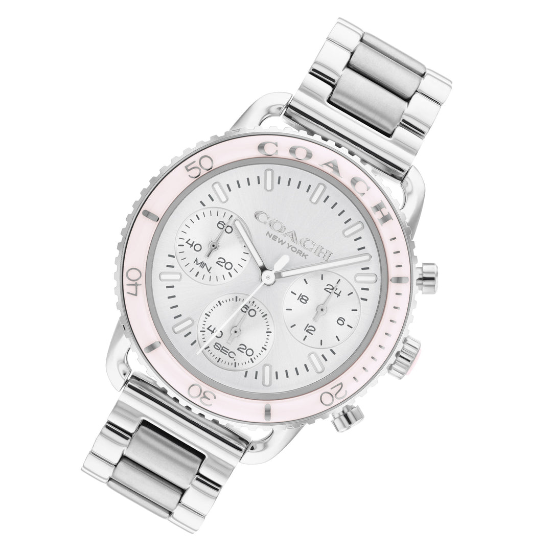 Coach Stainless Steel Silver White Dial Chronograph Women's Watch - 14504050