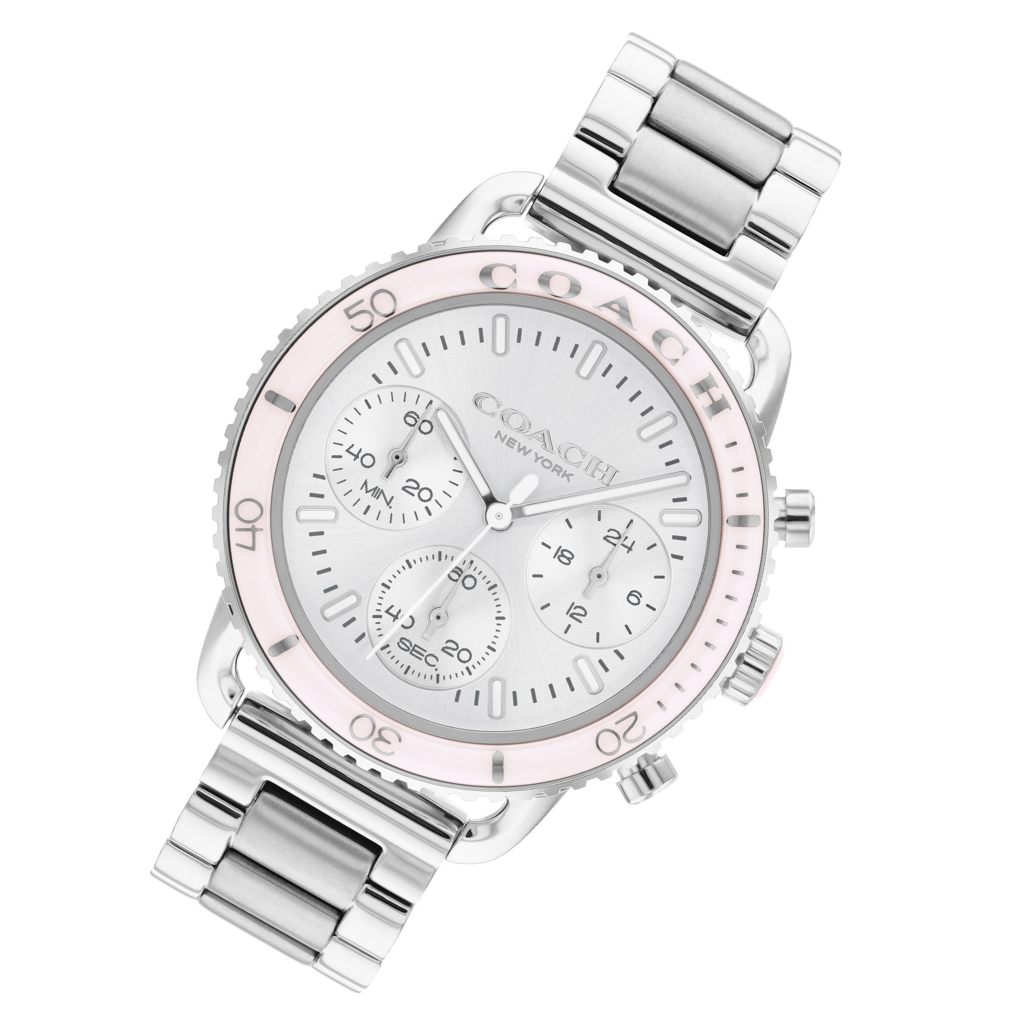 Coach Stainless Steel Silver White Dial Chronograph Women's Watch - 14504050