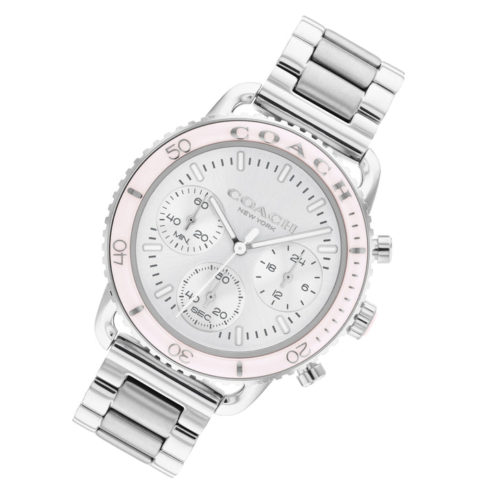 Coach Stainless Steel Silver White Dial Chronograph Women's Watch - 14504050