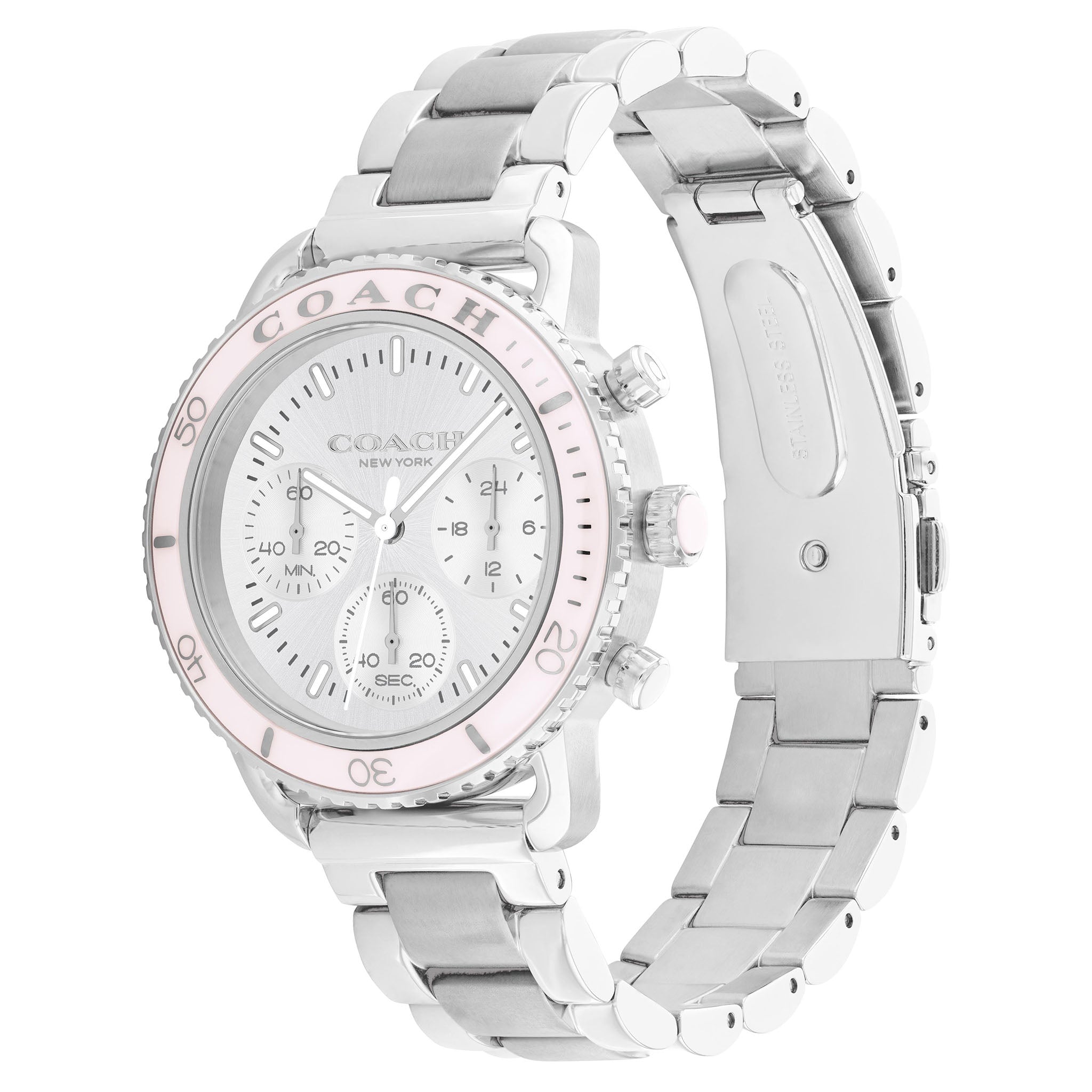 Coach Stainless Steel Silver White Dial Chronograph Women's Watch - 14504050