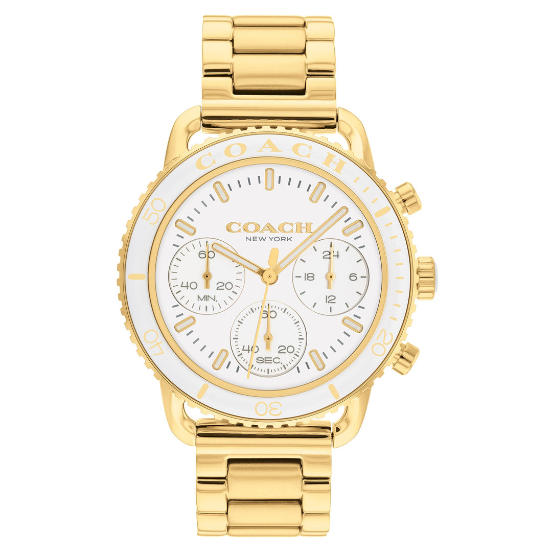 Coach Gold Steel White Dial Chronograph Women's Watch - 14504051