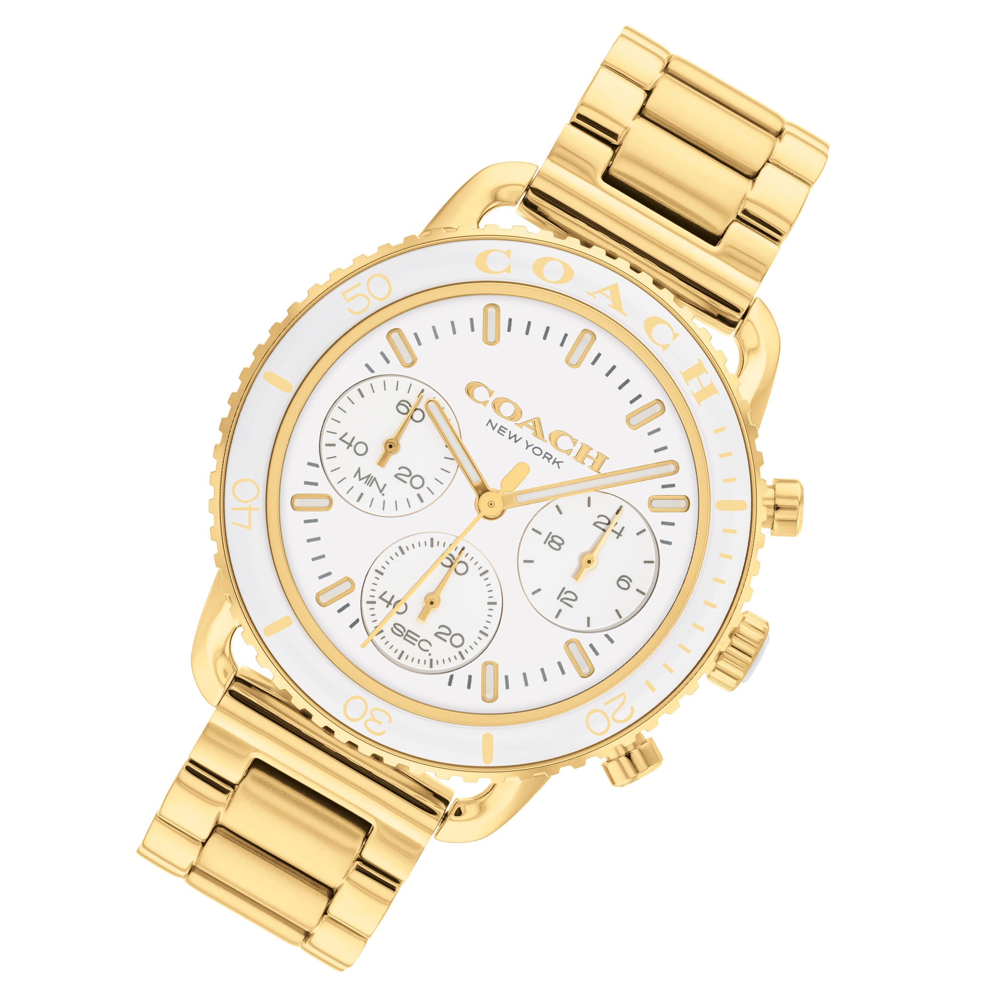 Coach Gold Steel White Dial Chronograph Women's Watch - 14504051