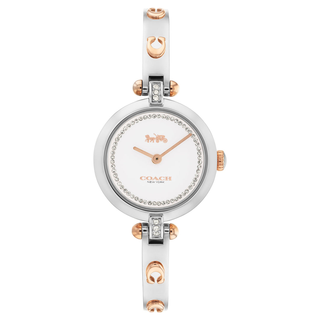 Coach Two-Tone Stainless Steel Bangle White Dial Women's Watch - 14504084