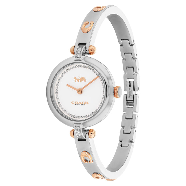 Coach Two-Tone Stainless Steel Bangle White Dial Women's Watch - 14504084