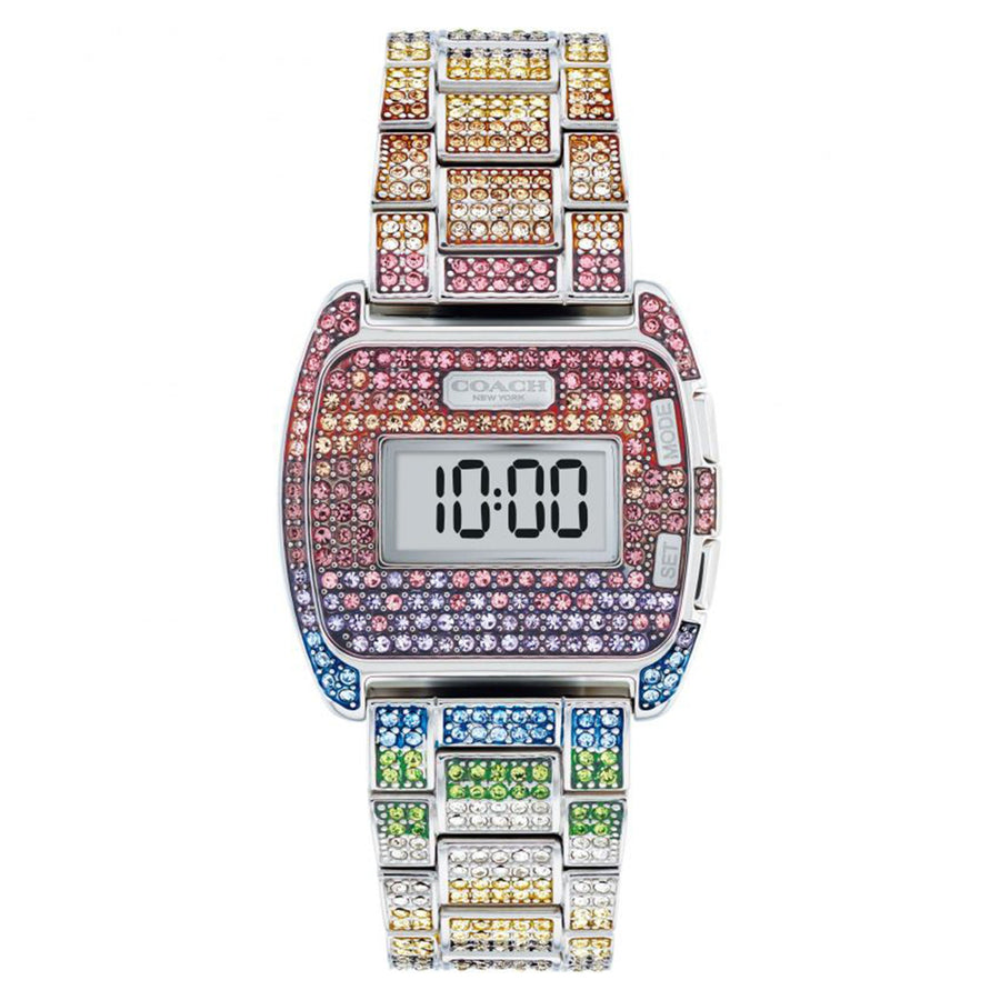 Coach Stainless Steel With Multi-colour Crystal Silver Dial Digital Women's Watch - 14504133