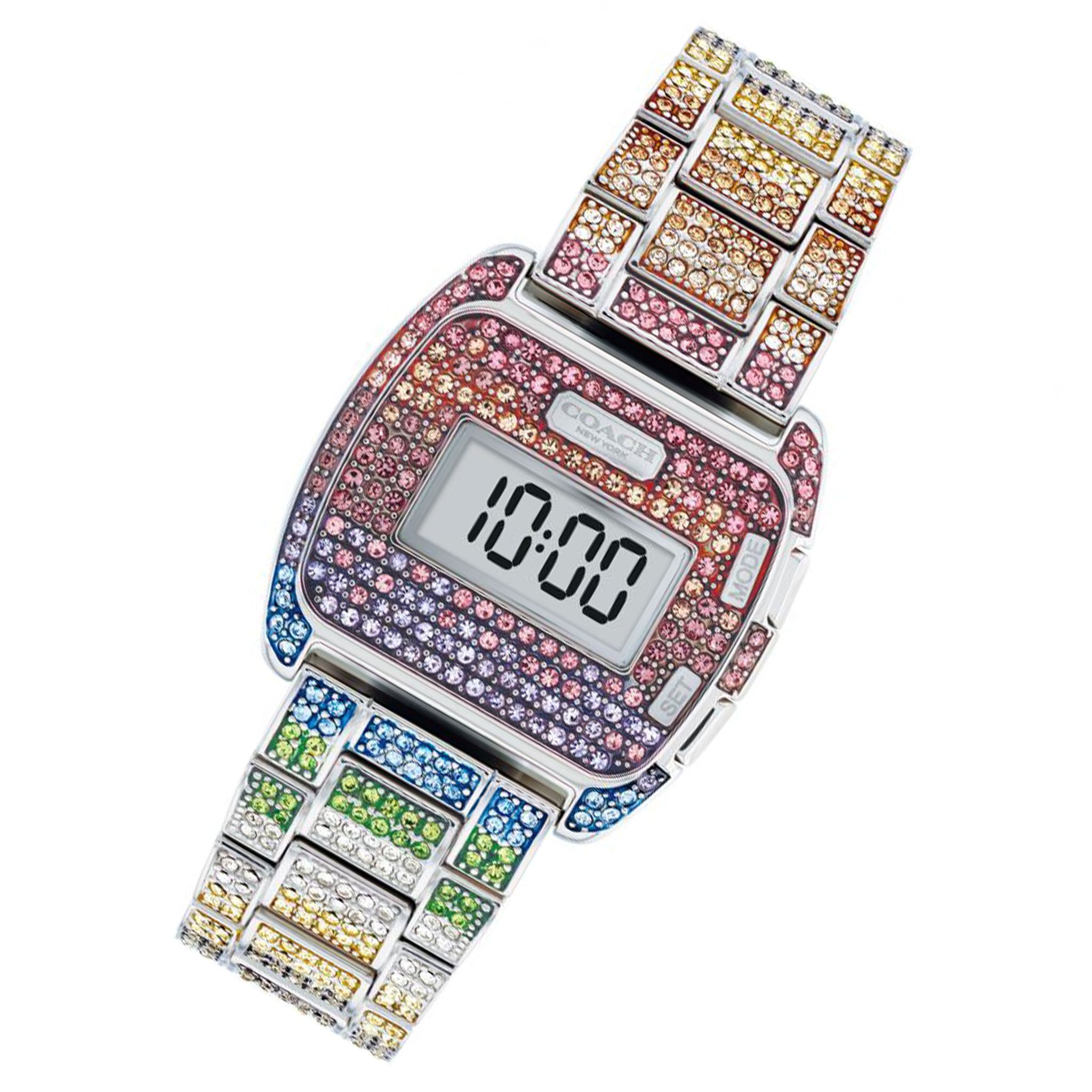Coach Stainless Steel with Multi-colour Crystal Silver Dial Digital Women's Watch - 14504133