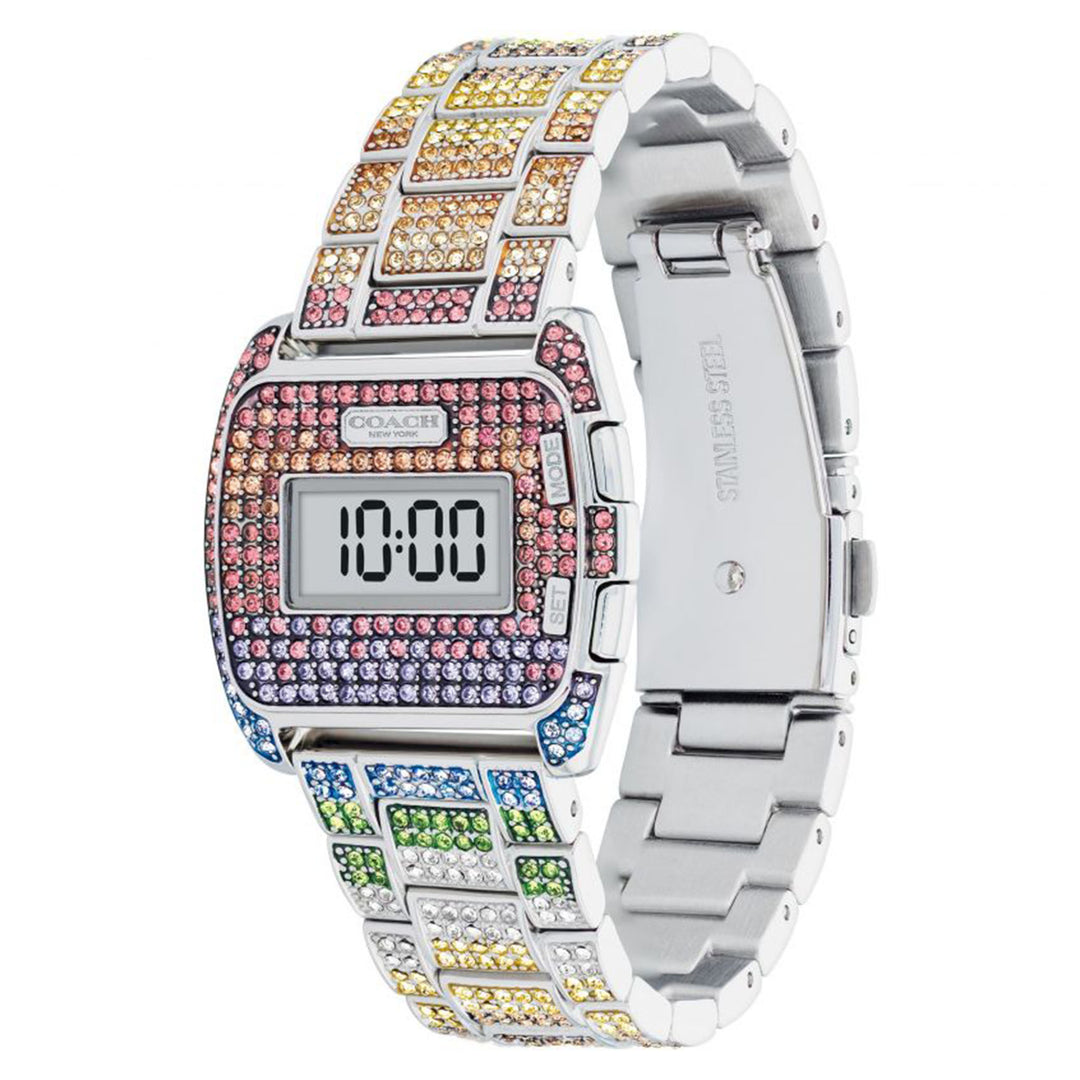 Coach Stainless Steel with Multi-colour Crystal Silver Dial Digital Women's Watch - 14504133