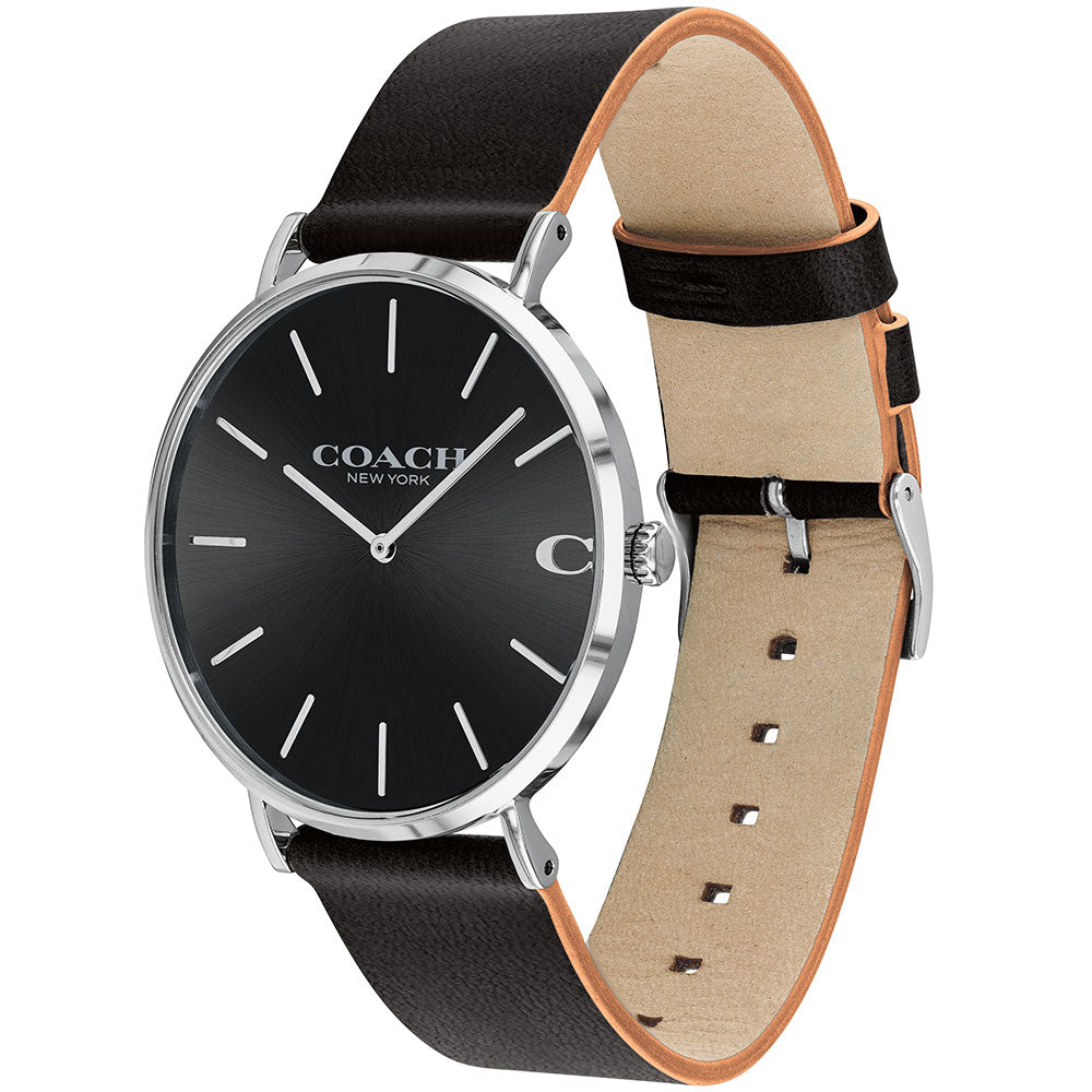 Coach Charles Black Leather Men's Watch - 14602149