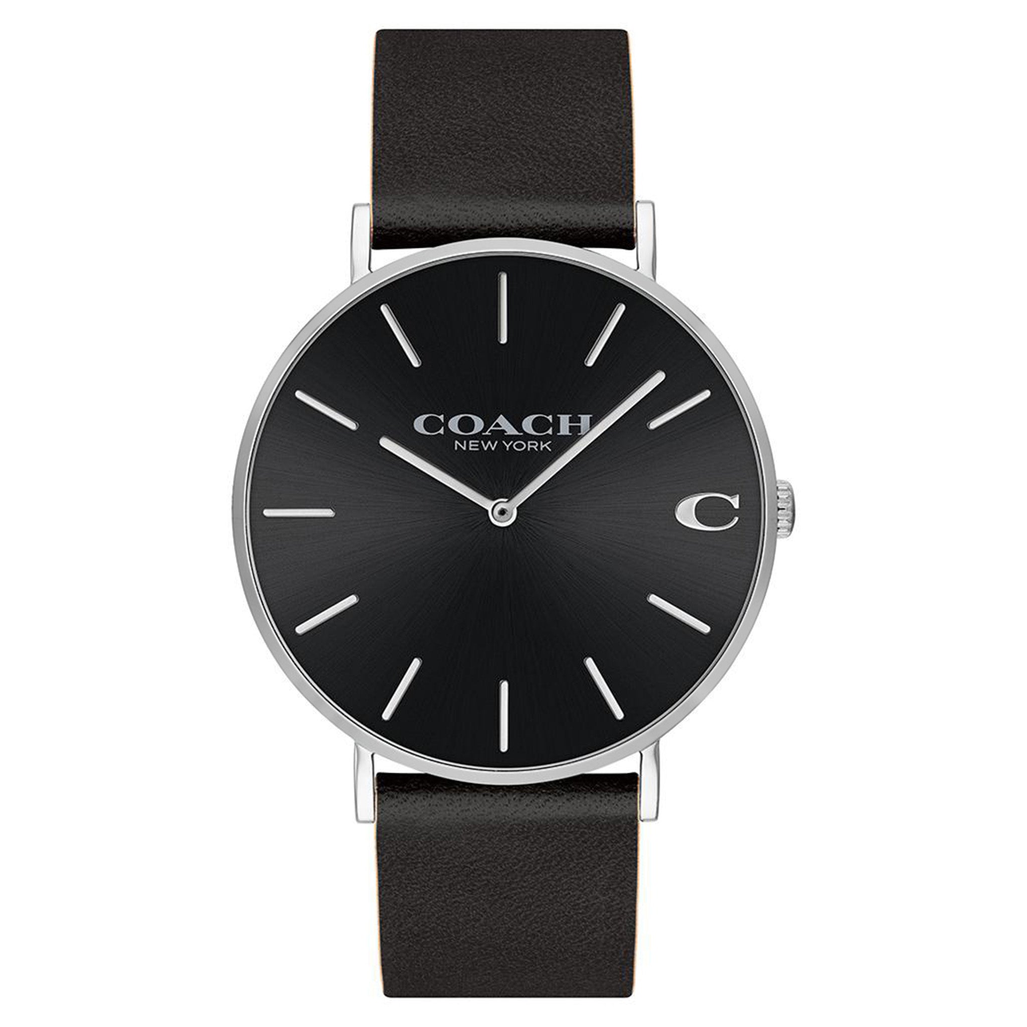 Coach Charles Black Leather Men's Watch - 14602149