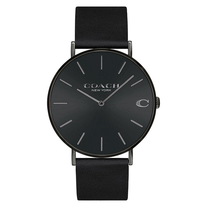 Coach Charles Black Leather Men's Watch - 14602434