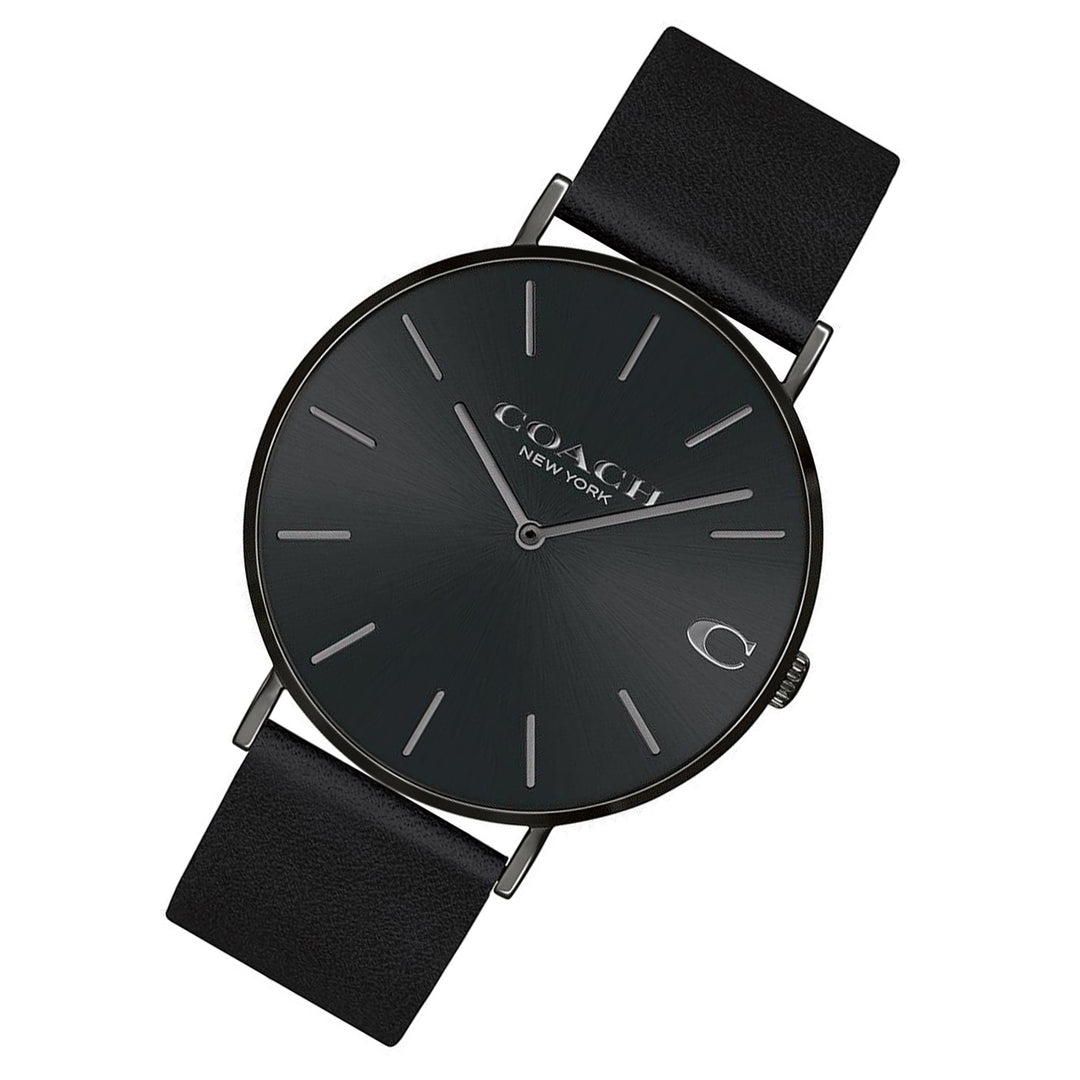 Coach Charles Black Leather Men's Watch - 14602434