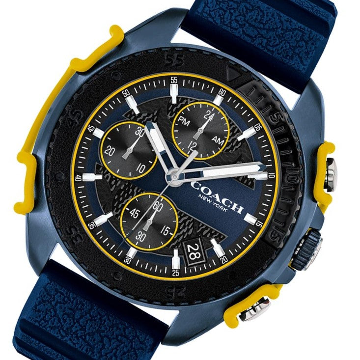Coach C001 45 mm Blue Silicone Band Men's Chronograph Watch - 14602454