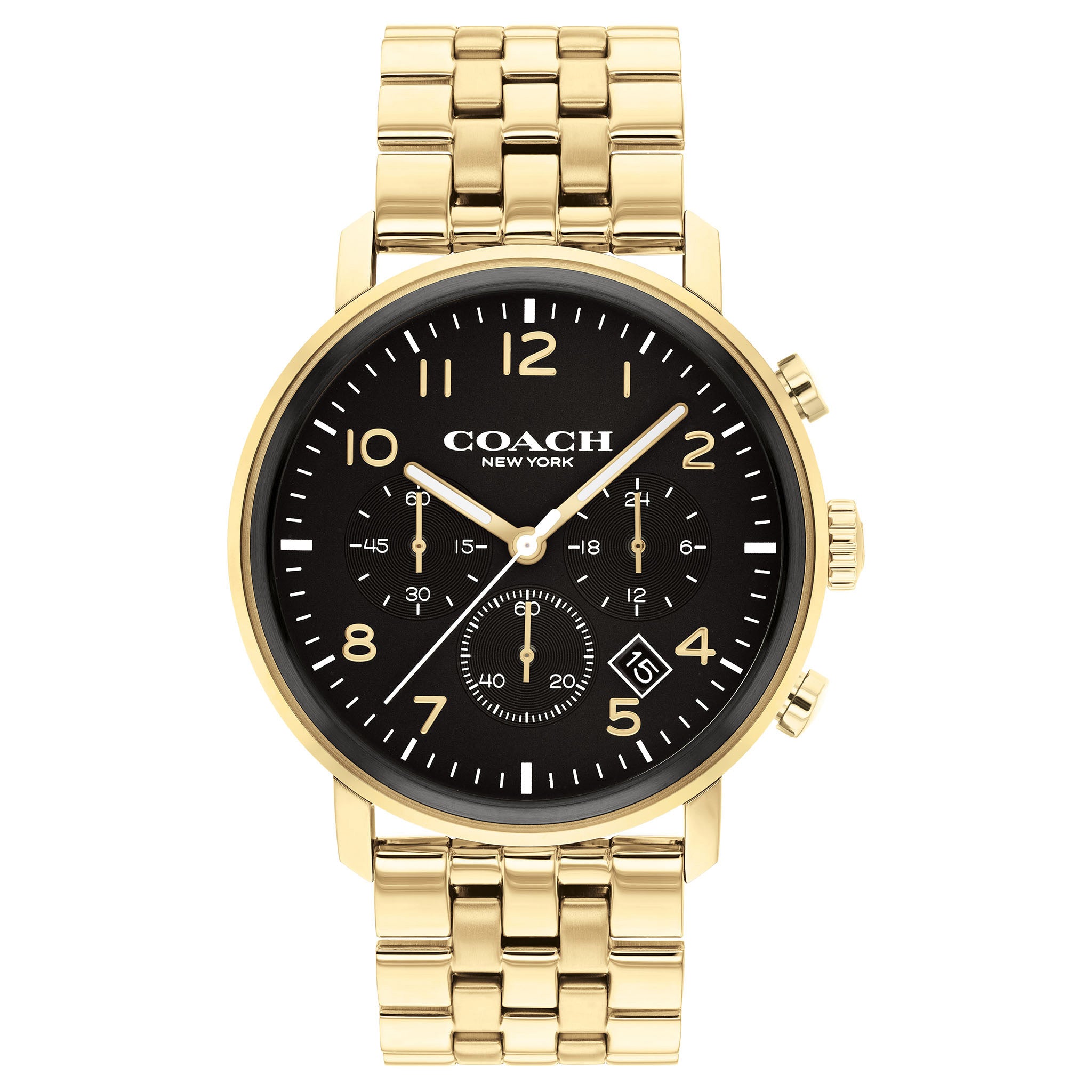 Coach Harrison Gold Steel Black Dial Women's Chronograph Watch - 14602537