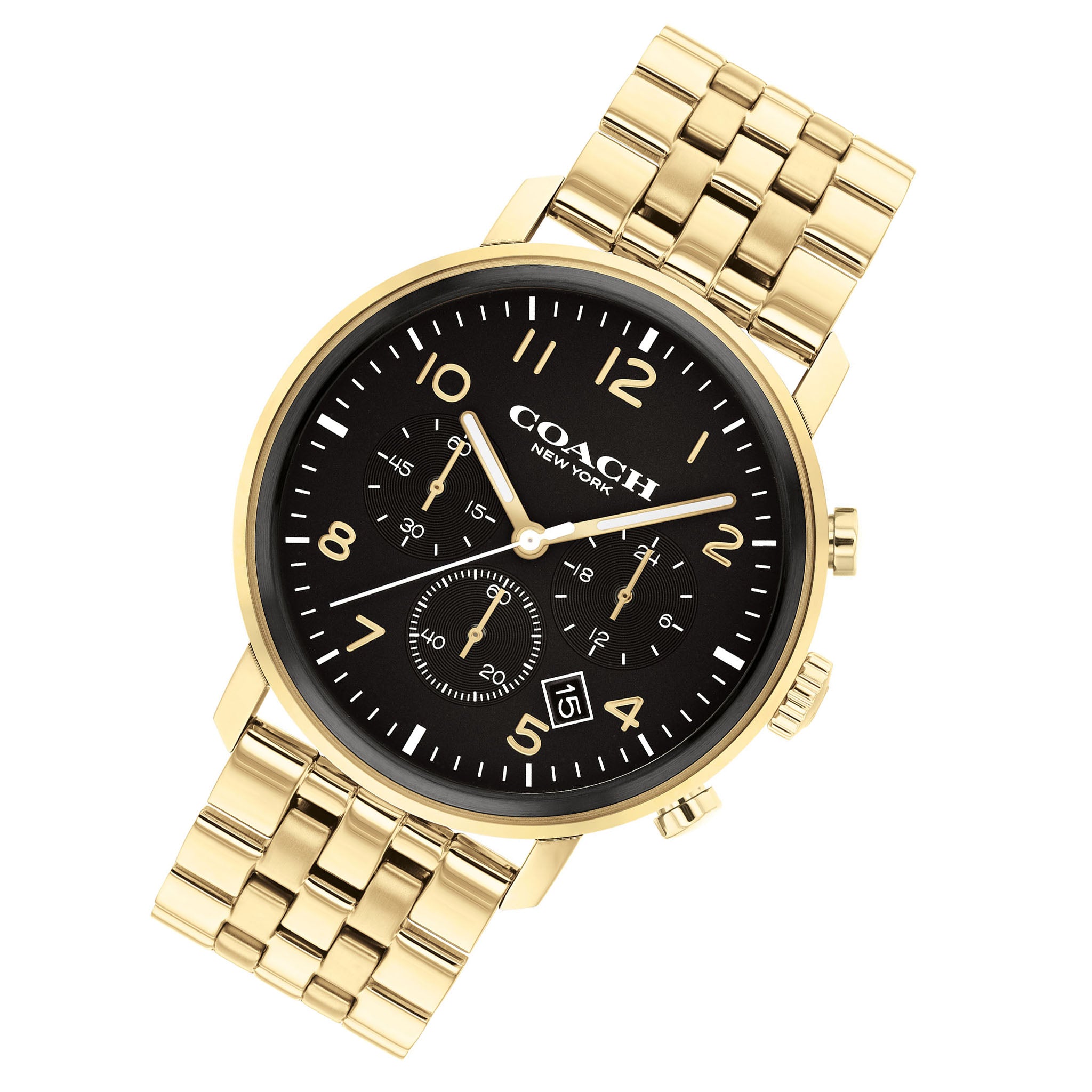 Coach Harrison Gold Steel Black Dial Women's Chronograph Watch - 14602537