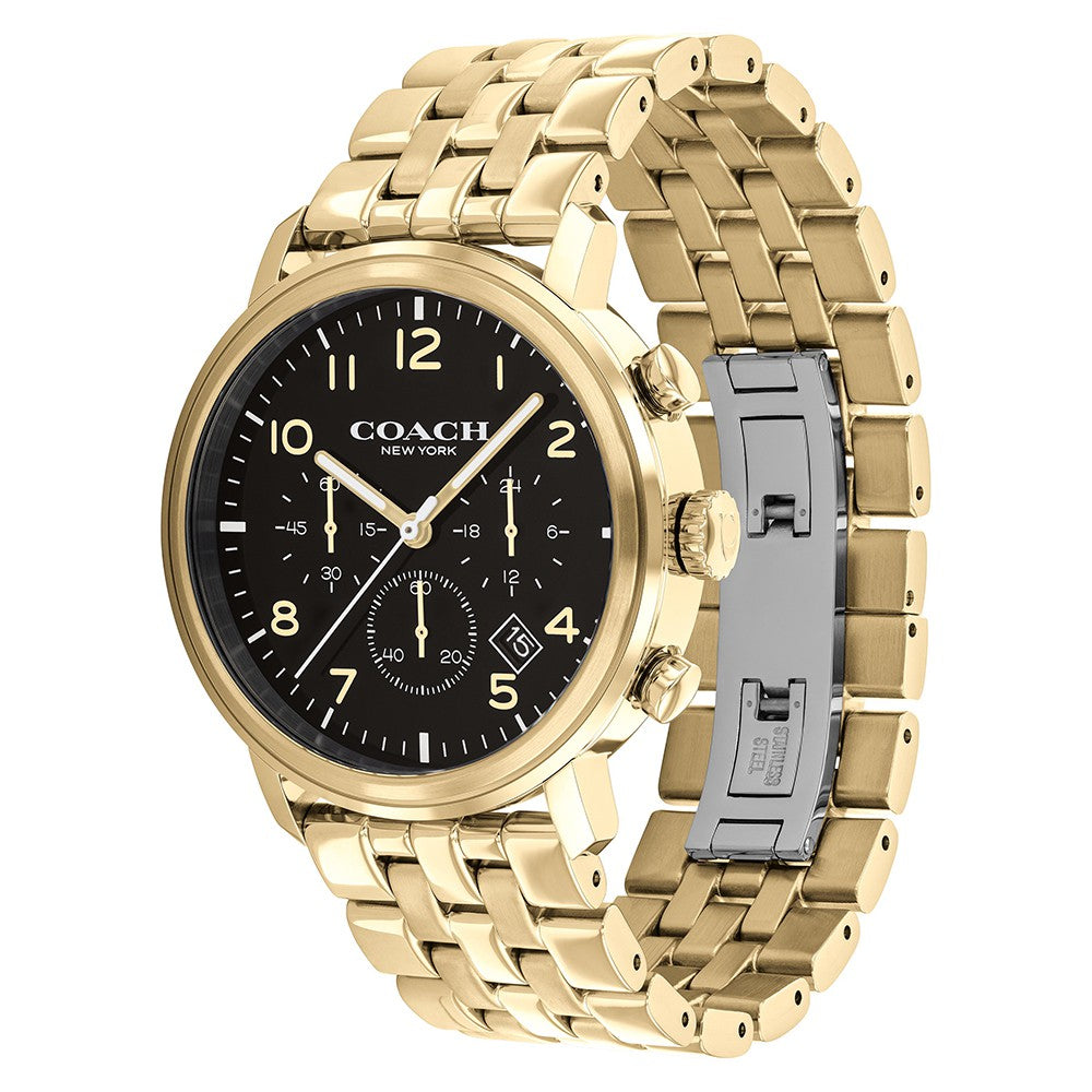 Coach Harrison Gold Steel Black Dial Women's Chronograph Watch - 14602537