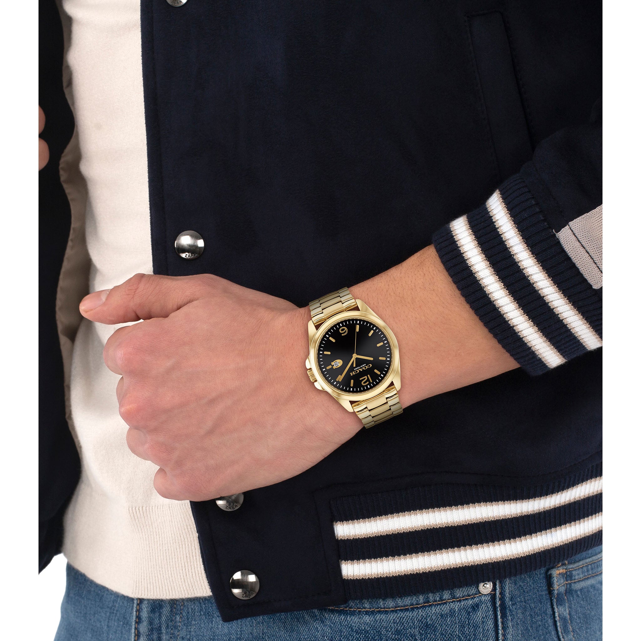 Coach Gold Stainless Steel Black Dial Men's Watch - 14602580