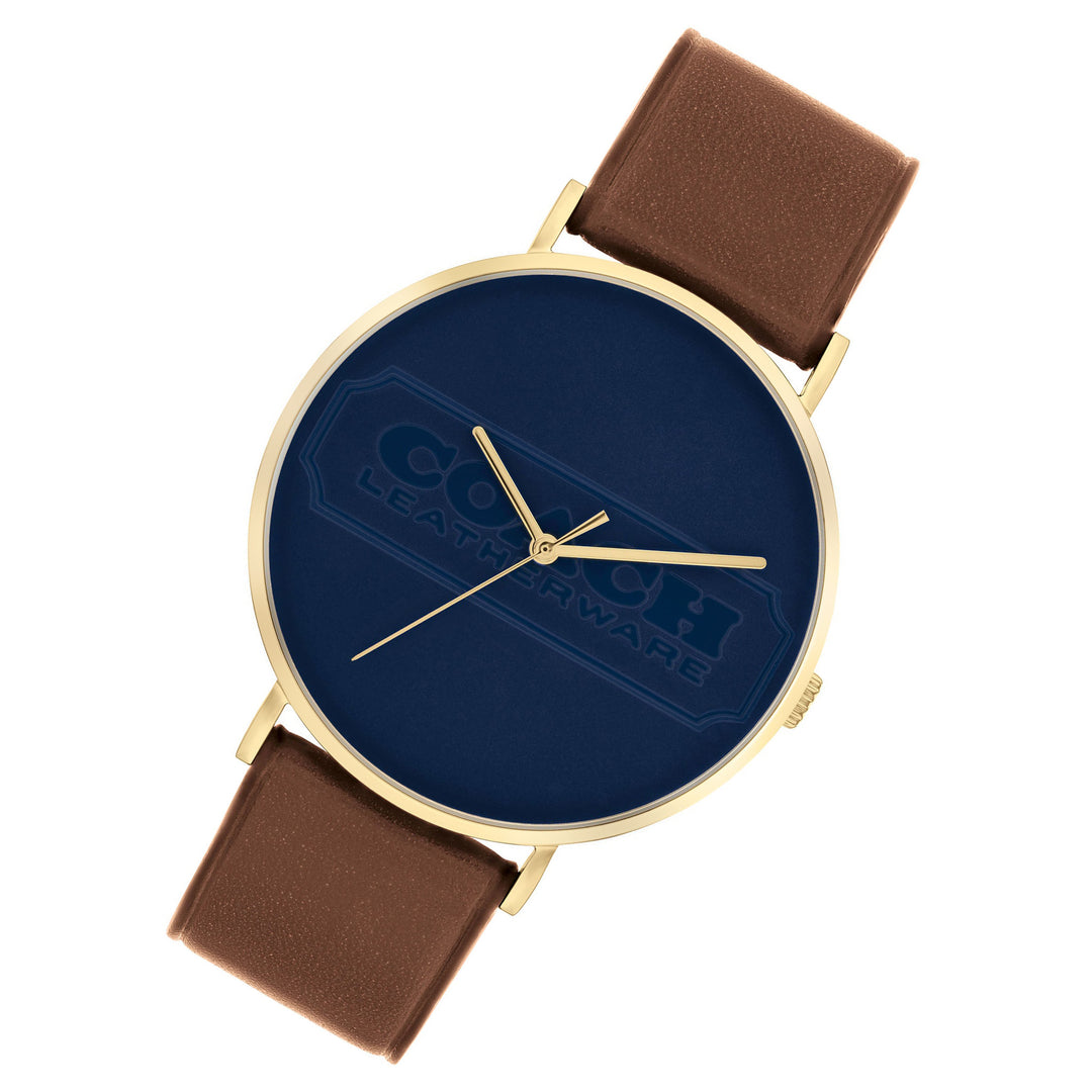 Coach Brown Leather Blue Dial Men's Watch - 14602599