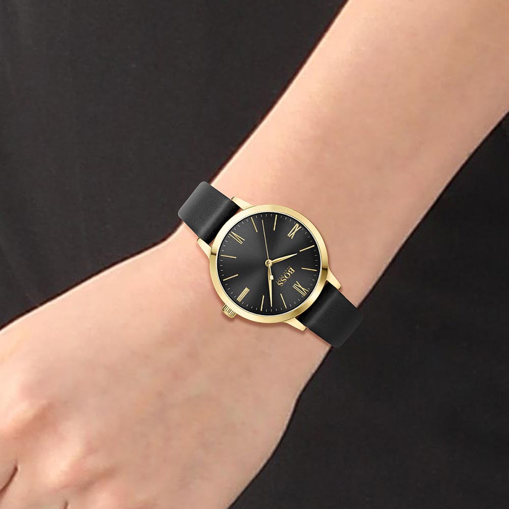 Hugo Boss Classic Black Leather Women's Watch - 1502595
