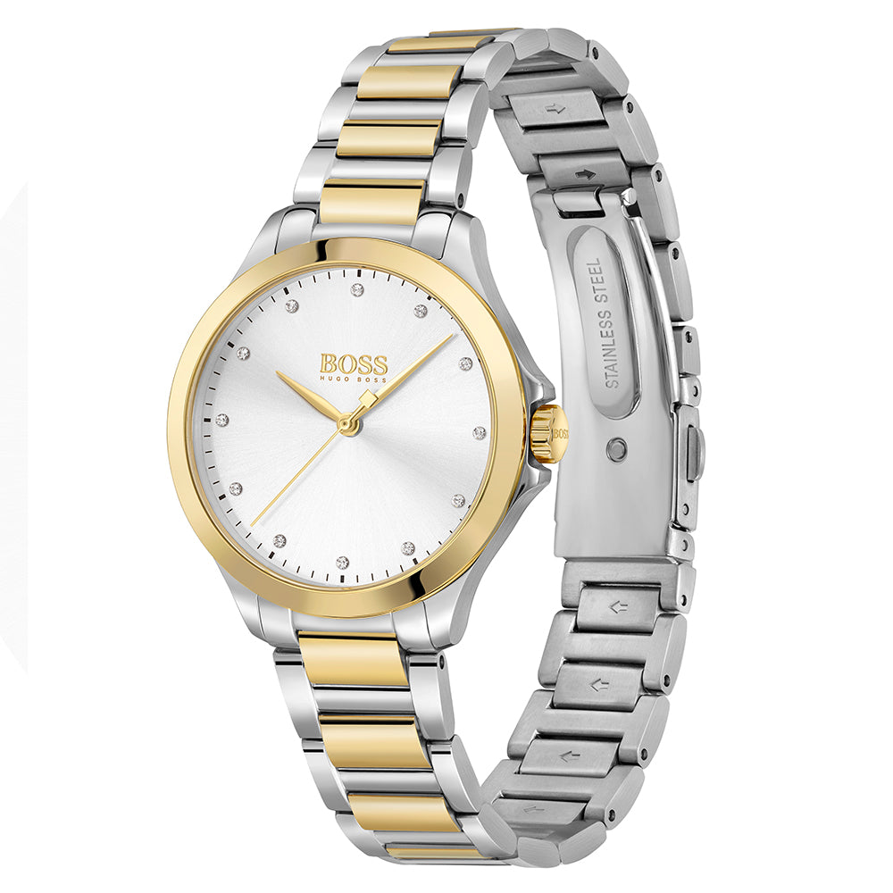 Hugo Boss Two-Tone Steel Silver White Dial Women's Watch - 1502597