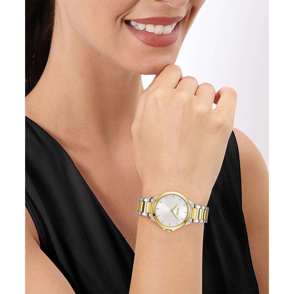 Hugo Boss Two-Tone Steel Silver White Dial Women's Watch - 1502597