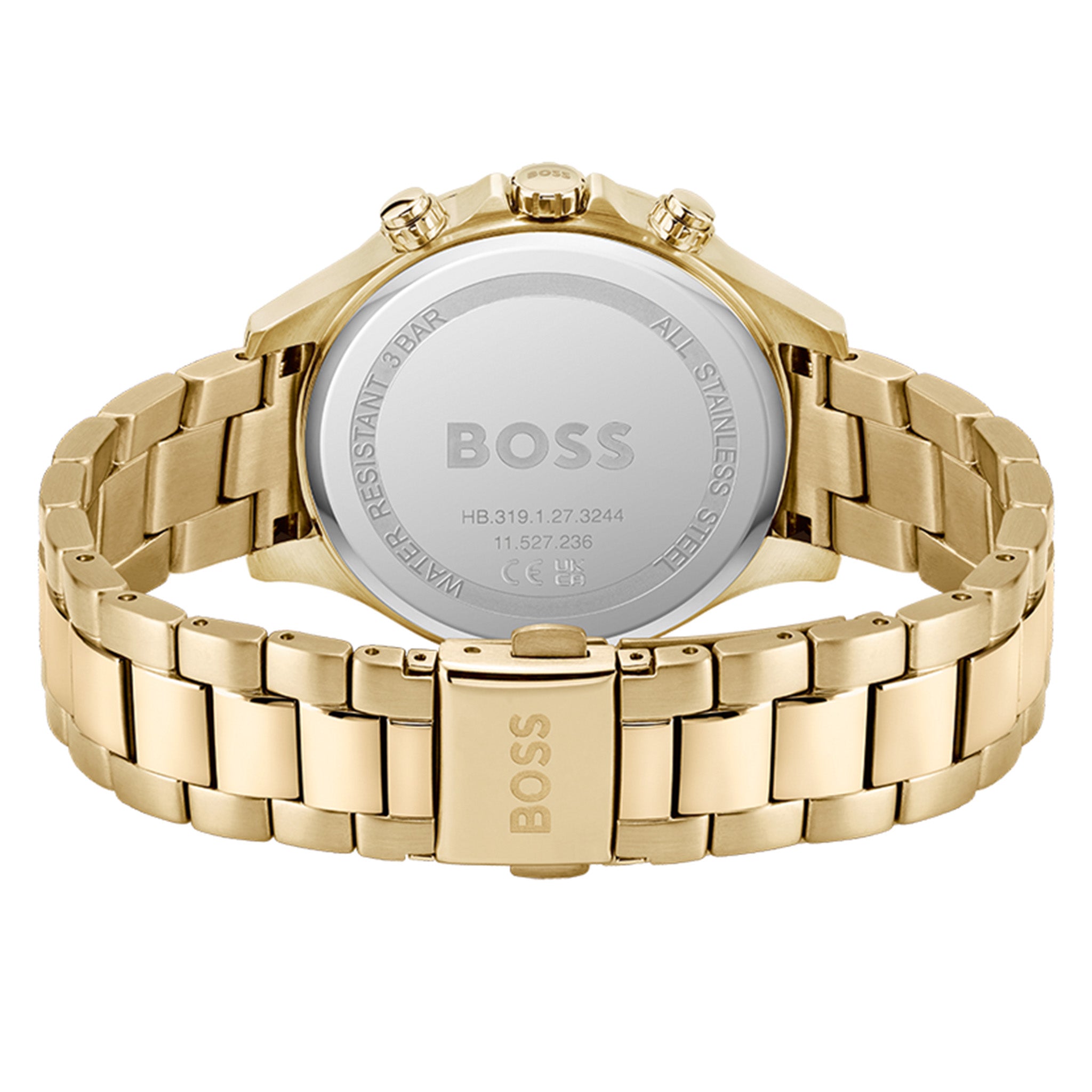 Hugo Boss Gold Steel Silver White Dial Women's Multi-function Watch - 1502628