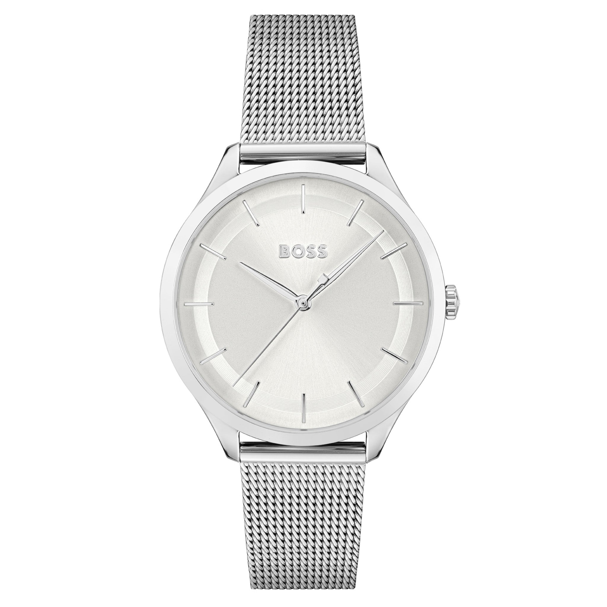 Hugo Boss Silver Mesh Silver White Dial Women's Watch - 1502634