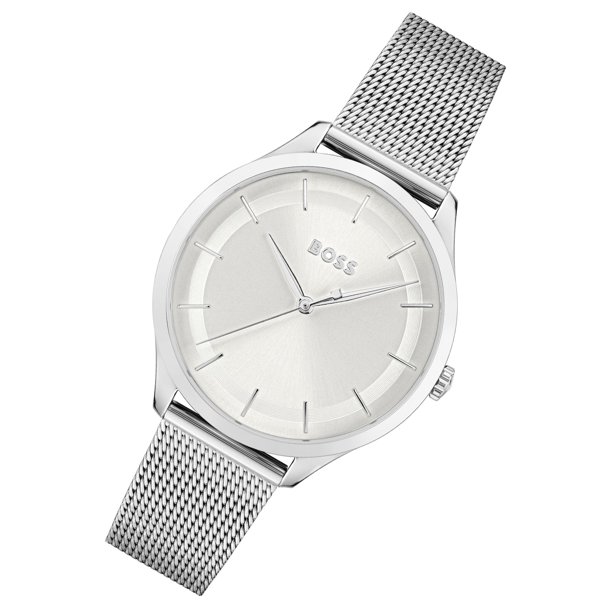 Hugo Boss Silver Mesh Silver White Dial Women's Watch - 1502634