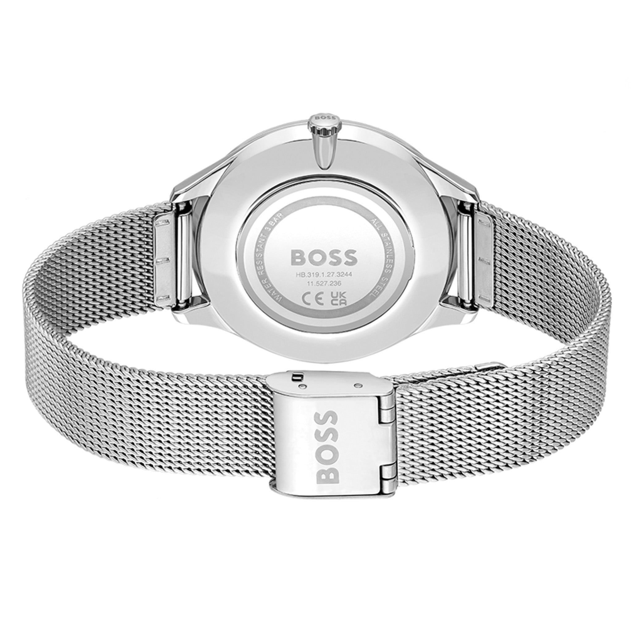 Hugo Boss Silver Mesh Silver White Dial Women's Watch - 1502634