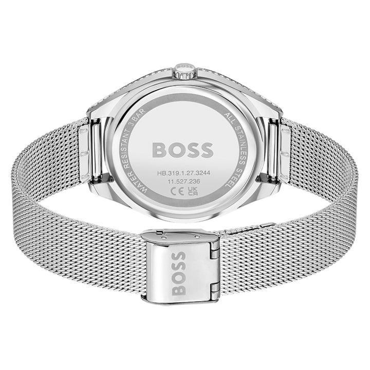 Hugo Boss Silver Mesh Beige Dial Women's Multi-function Watch - 1502638