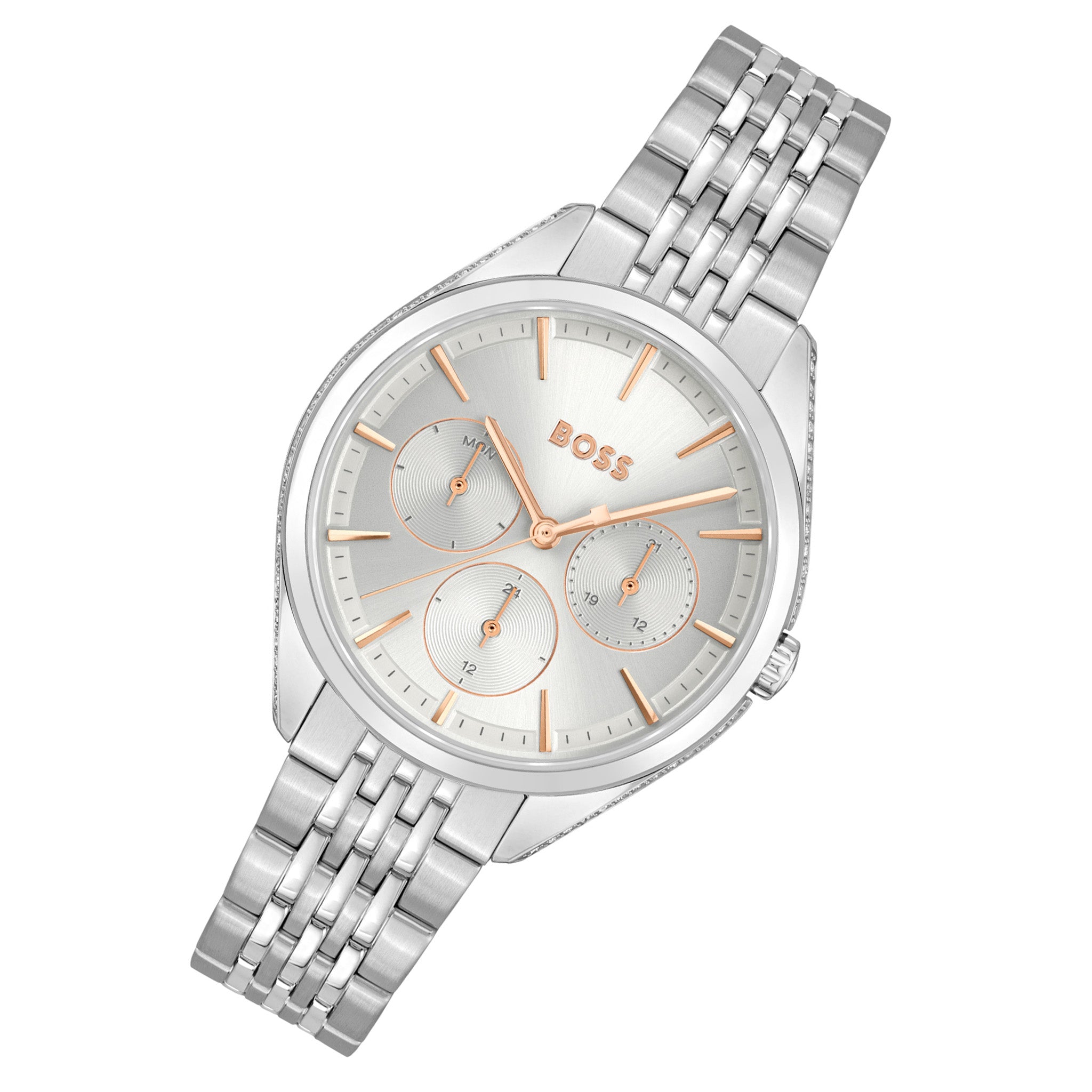 Hugo Boss Stainless Steel Silver White Dial Women's Multi-function Watch - 1502640