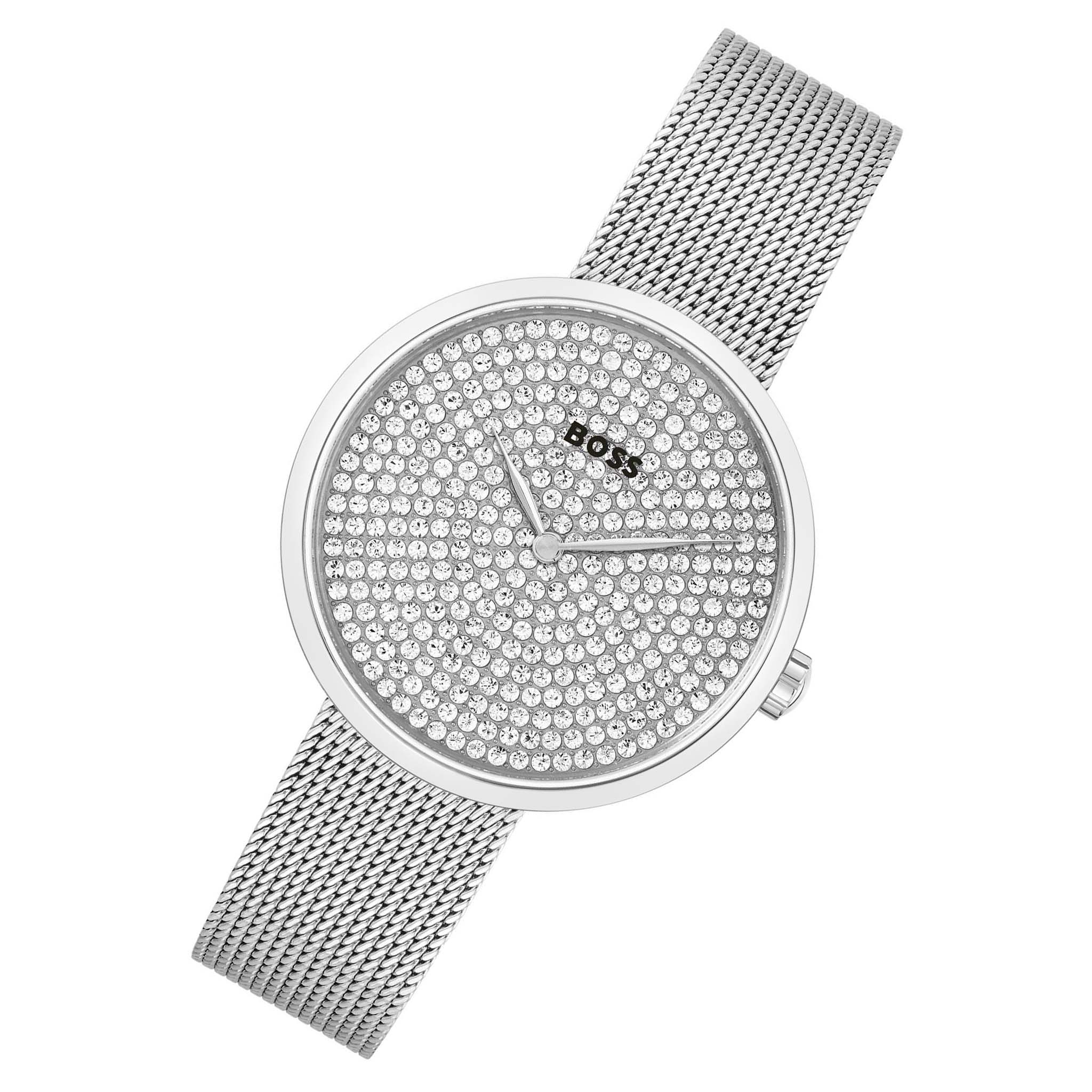 Hugo Boss Steel Mesh Silver White Dial Women's Watch - 1502657