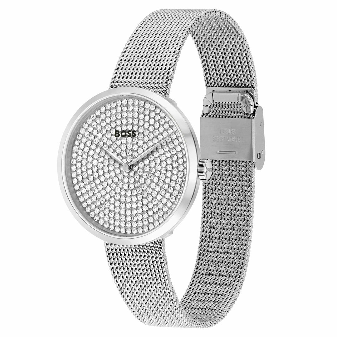 Hugo Boss Steel Mesh Silver White Dial Women's Watch - 1502657