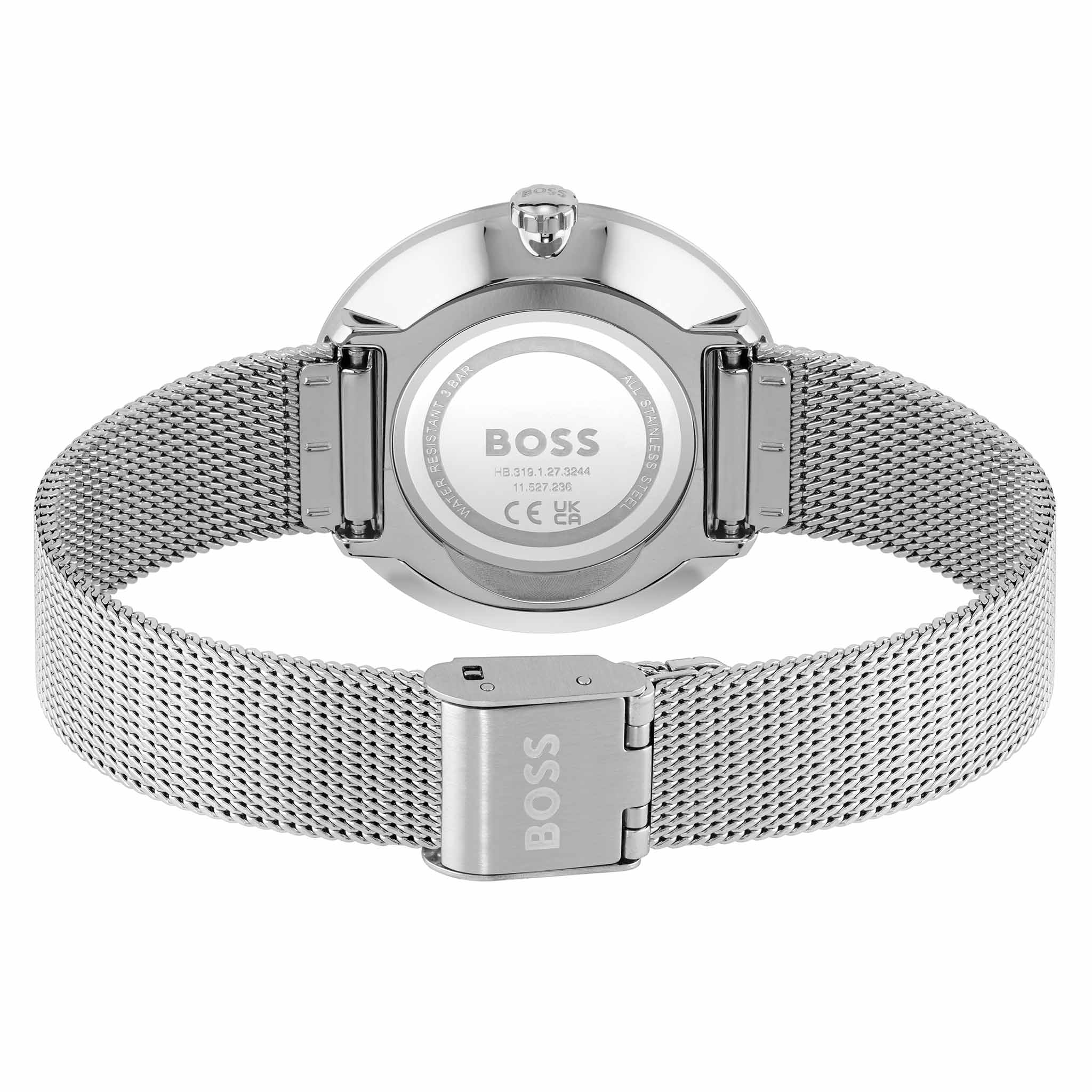 Hugo Boss Steel Mesh Silver White Dial Women's Watch - 1502657