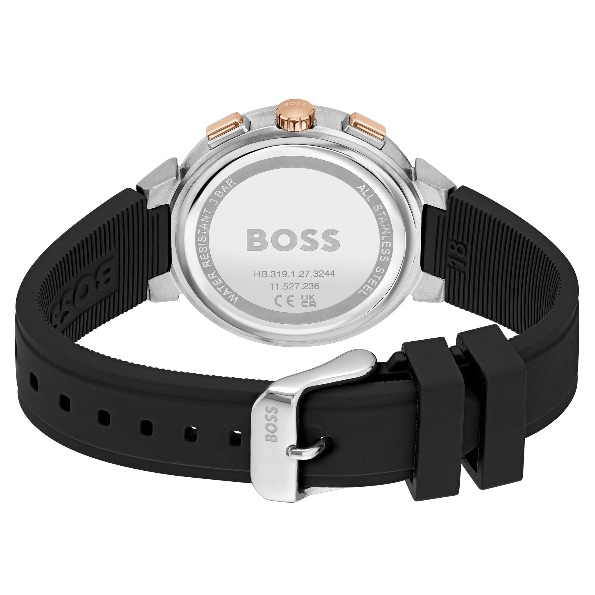 Hugo Boss Silicone Black Dial Multi-function Women's Watch - 1502674