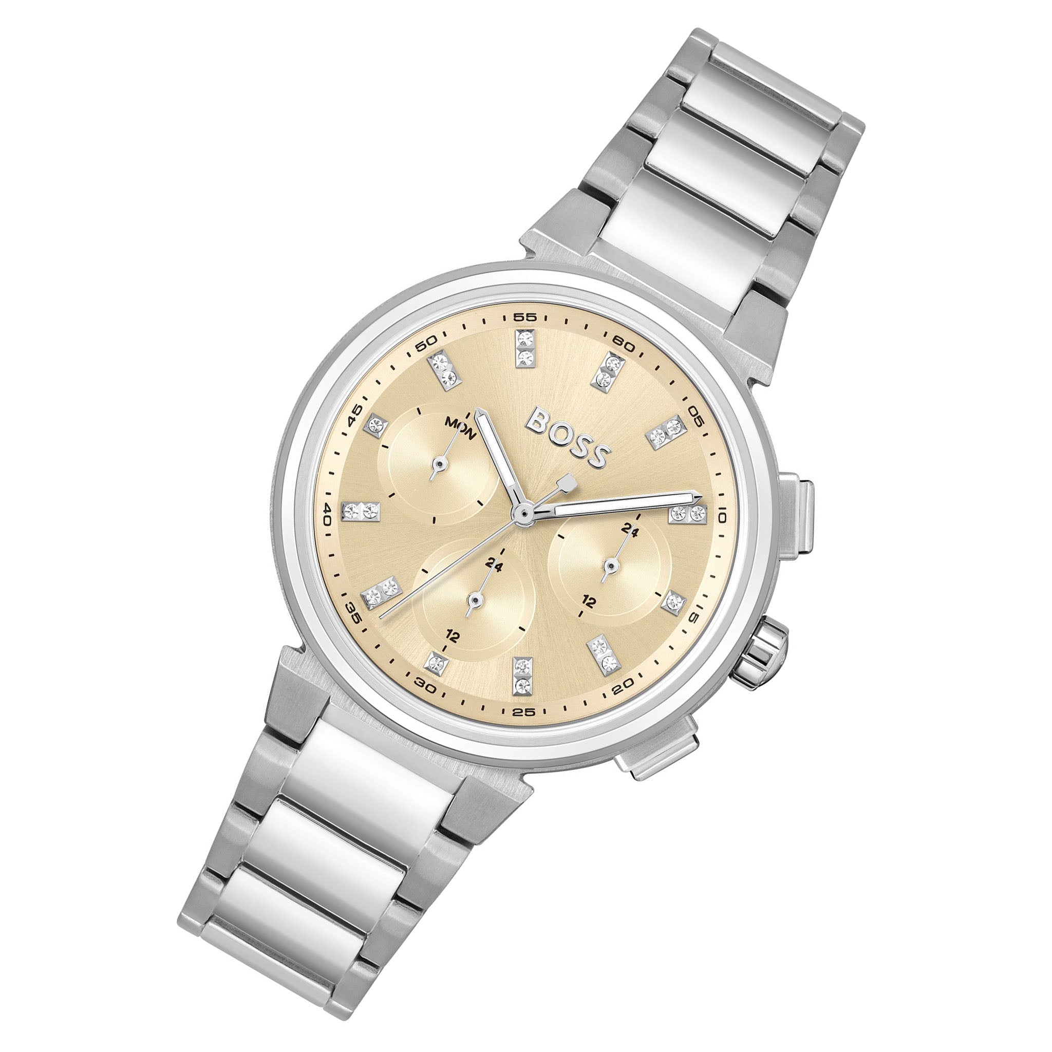 Hugo Boss Stainless Steel Gold Dial Multi-function Women's Watch - 1502676