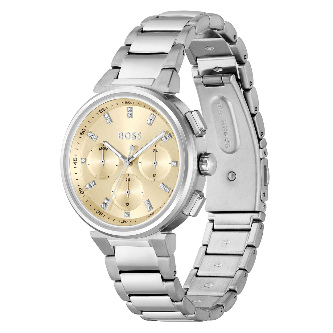 Hugo Boss Stainless Steel Gold Dial Multi-function Women's Watch - 1502676