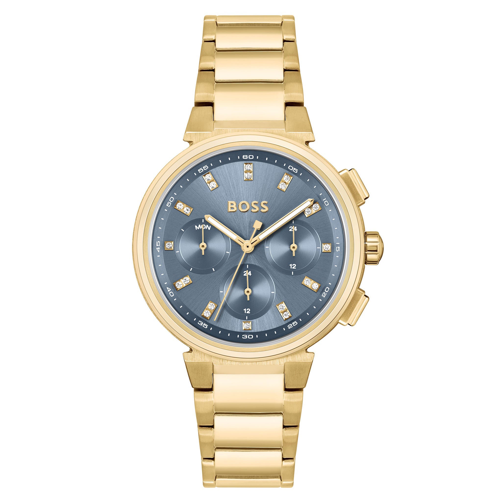 Gold and blue hugo best sale boss watch