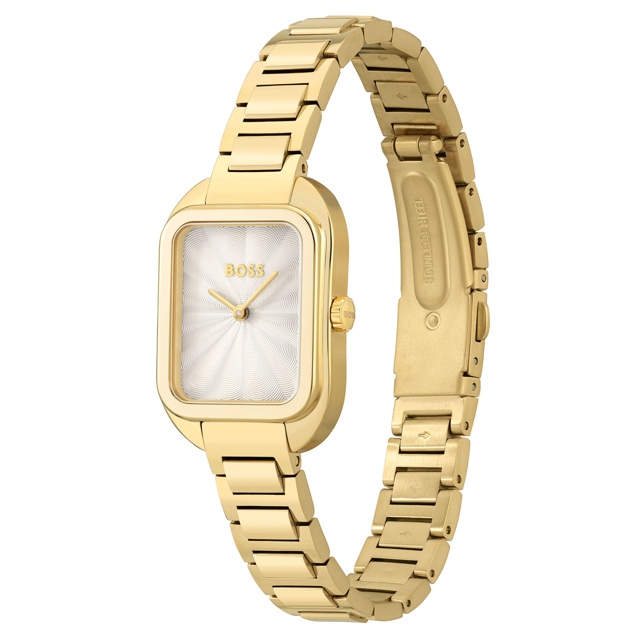 Hugo Boss Gold Steel Silver White Dial Slim Women's Watch - 1502684