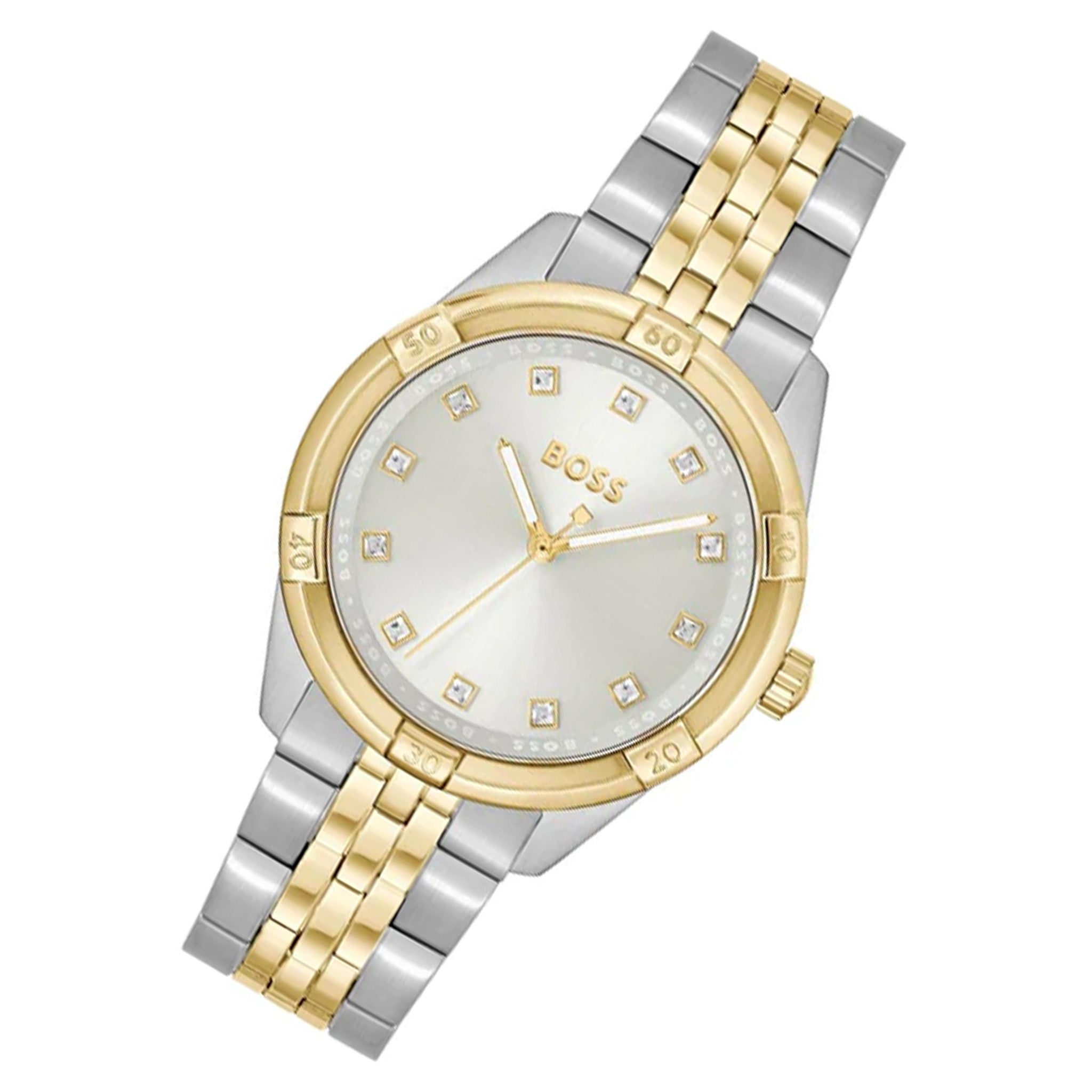 Hugo Boss Two-Tone Steel Silver White Dial Slim Women's Watch - 1502700