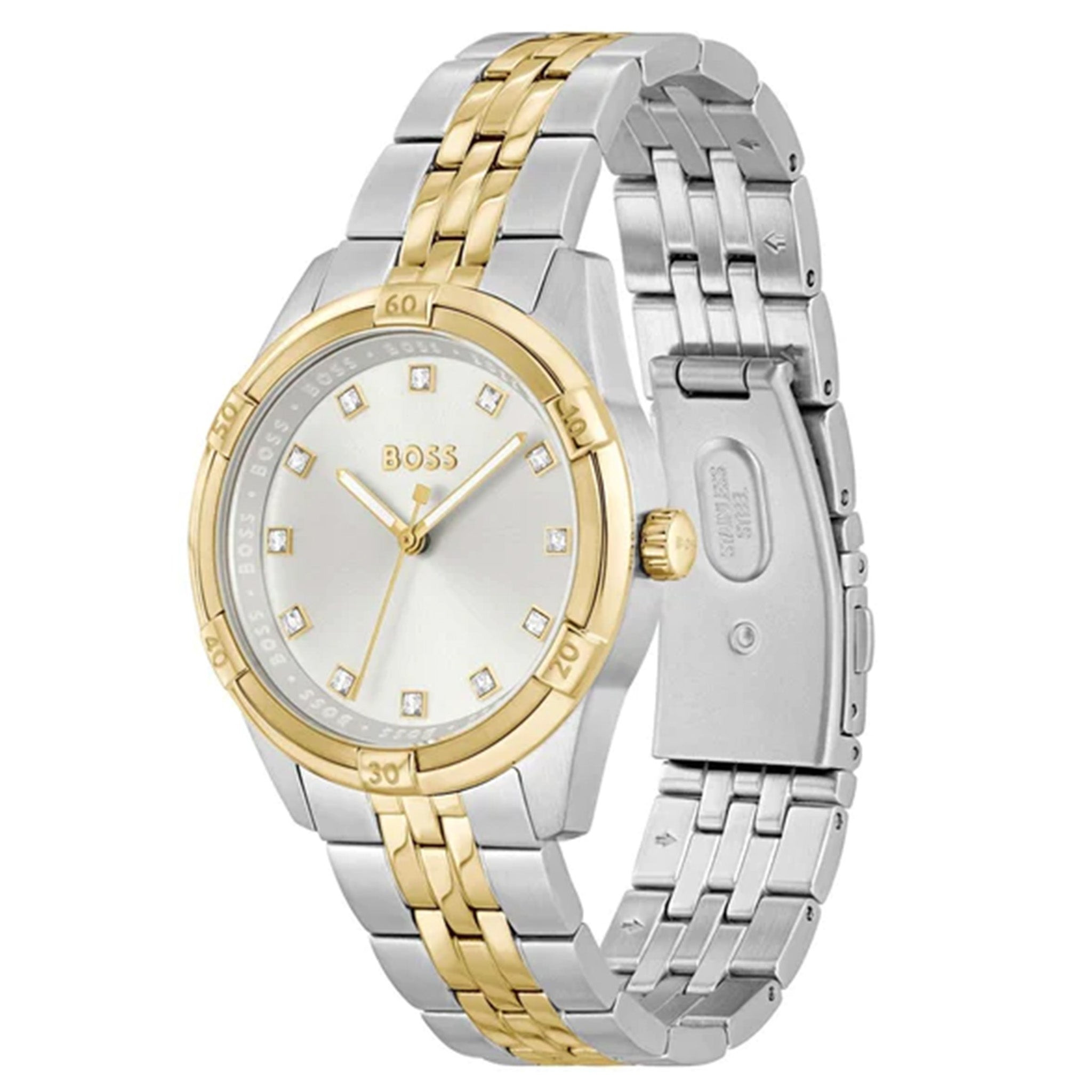 Hugo Boss Two-Tone Steel Silver White Dial Slim Women's Watch - 1502700