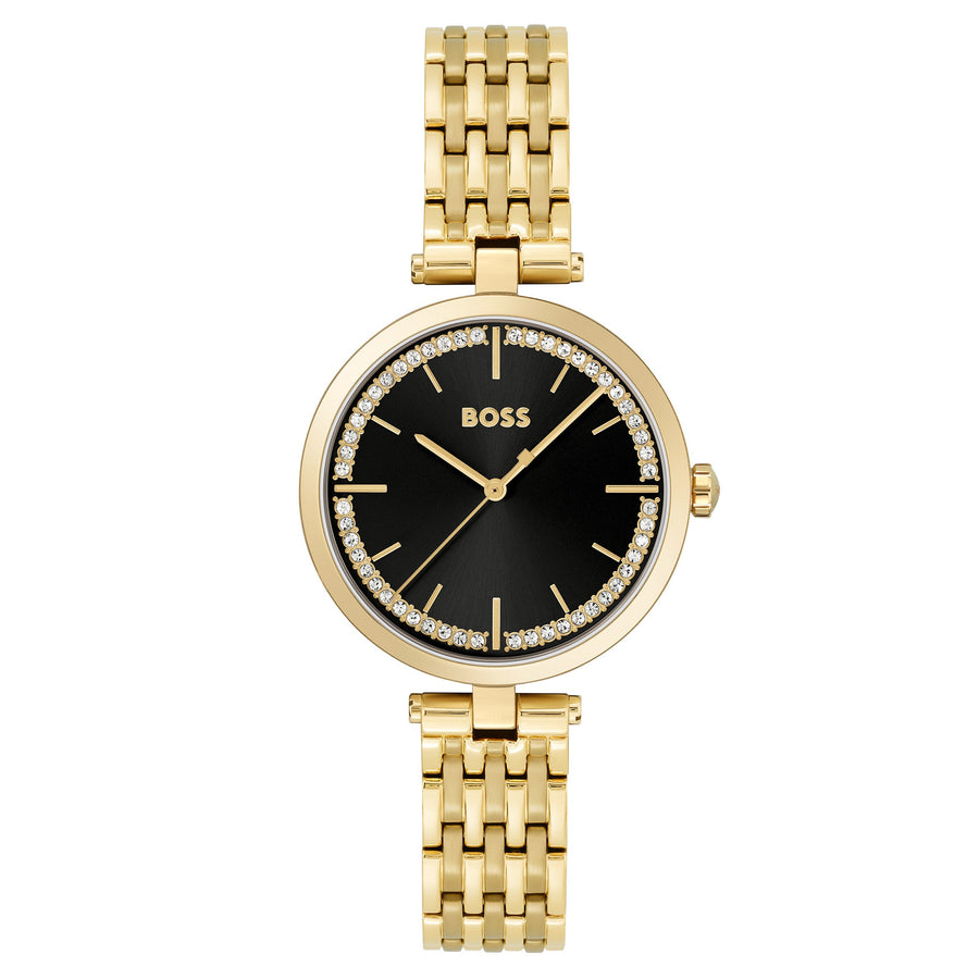 Hugo Boss Gold Steel Black Dial Women's Watch - 1502705