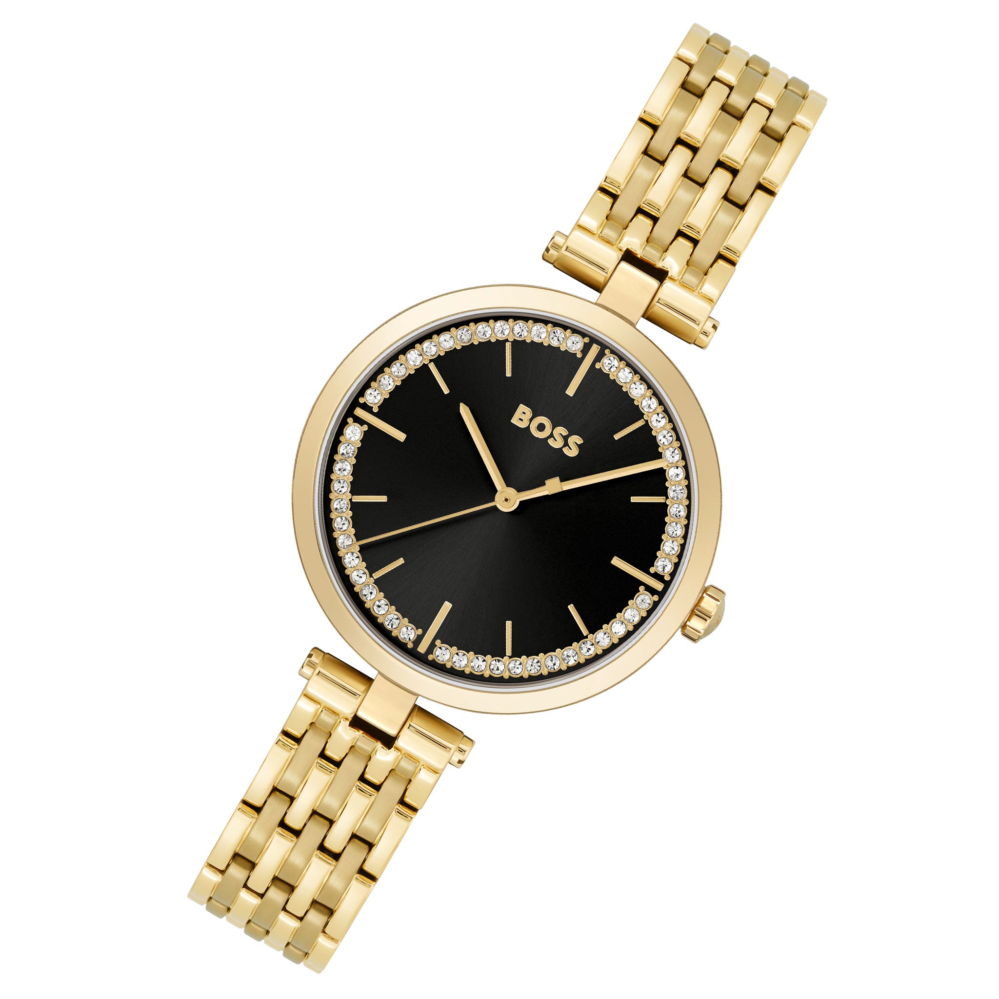 Hugo Boss Gold Steel Black Dial Women's Watch - 1502705