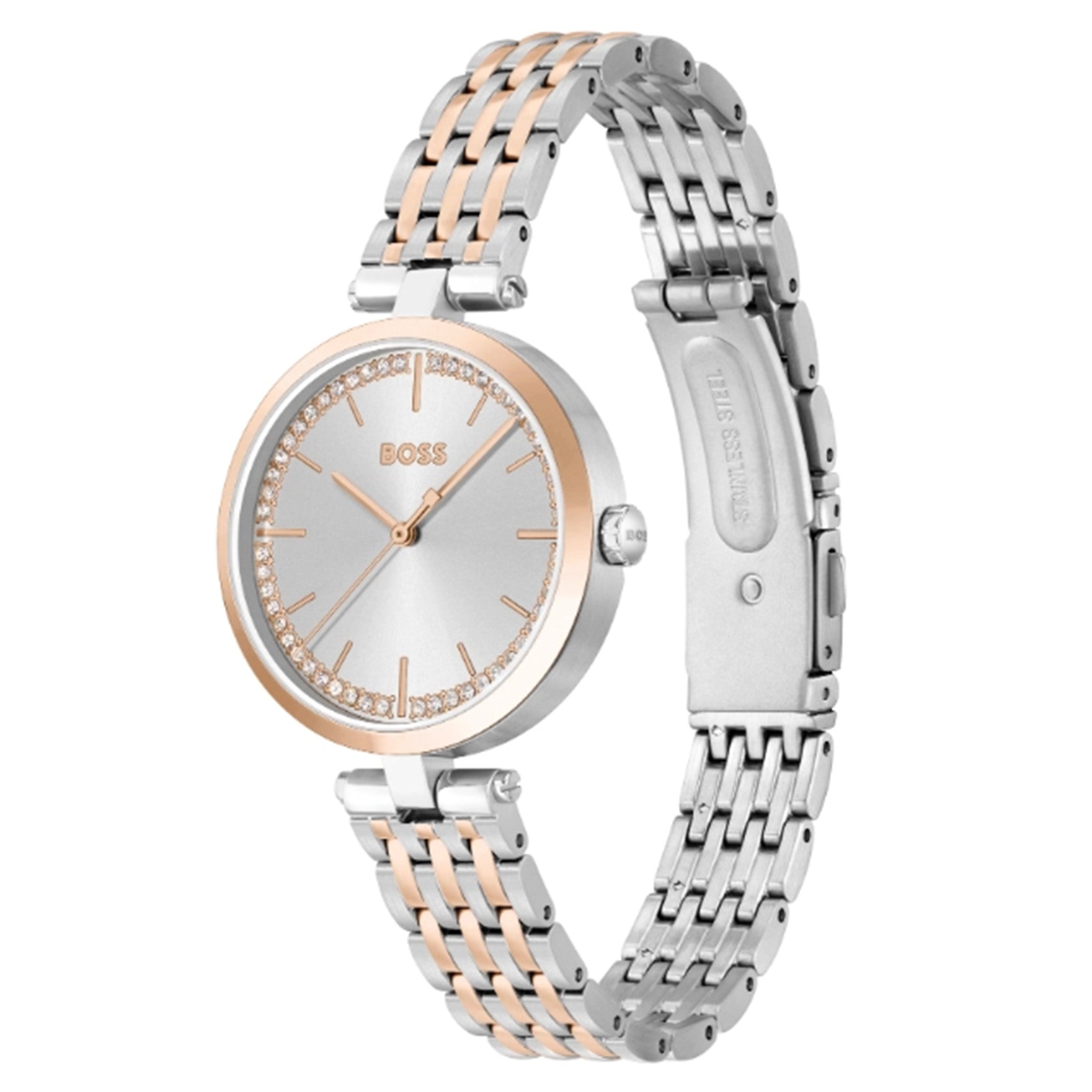Hugo Boss Carnation Gold Steel Silver White Dial Women's Watch - 1502706