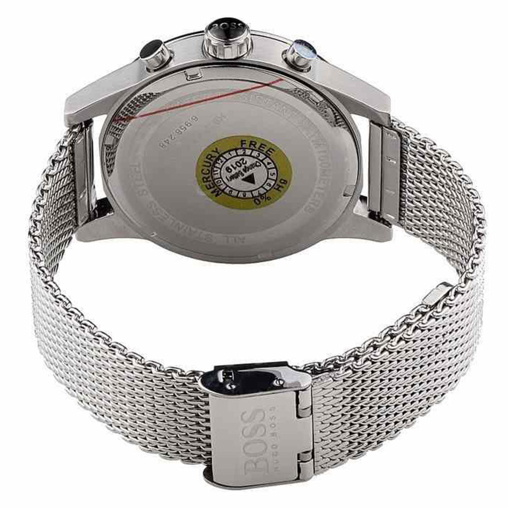 Hugo Boss Silver Steel Mesh Grey Dial Chronograph Men's Watch - 1513440