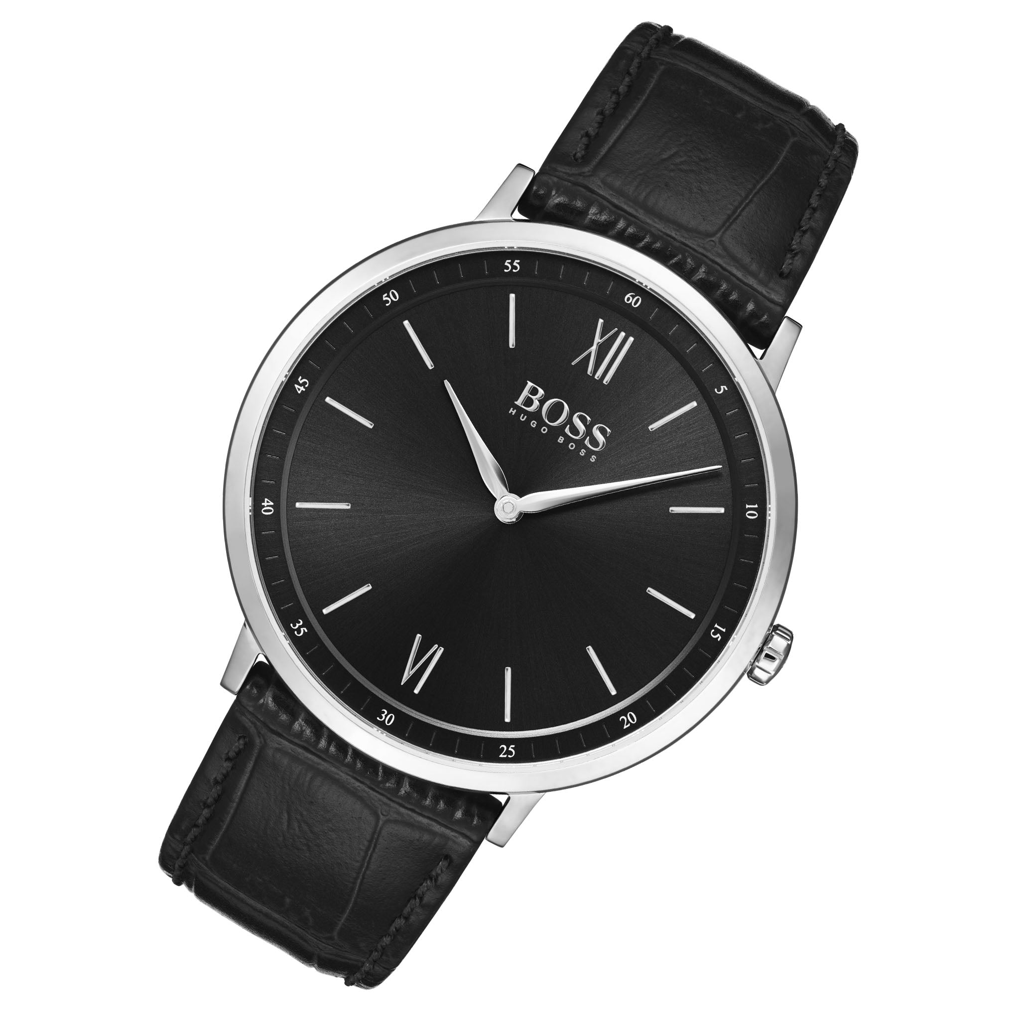 Hugo Boss Essential Black Leather Men's Watch - 1513647
