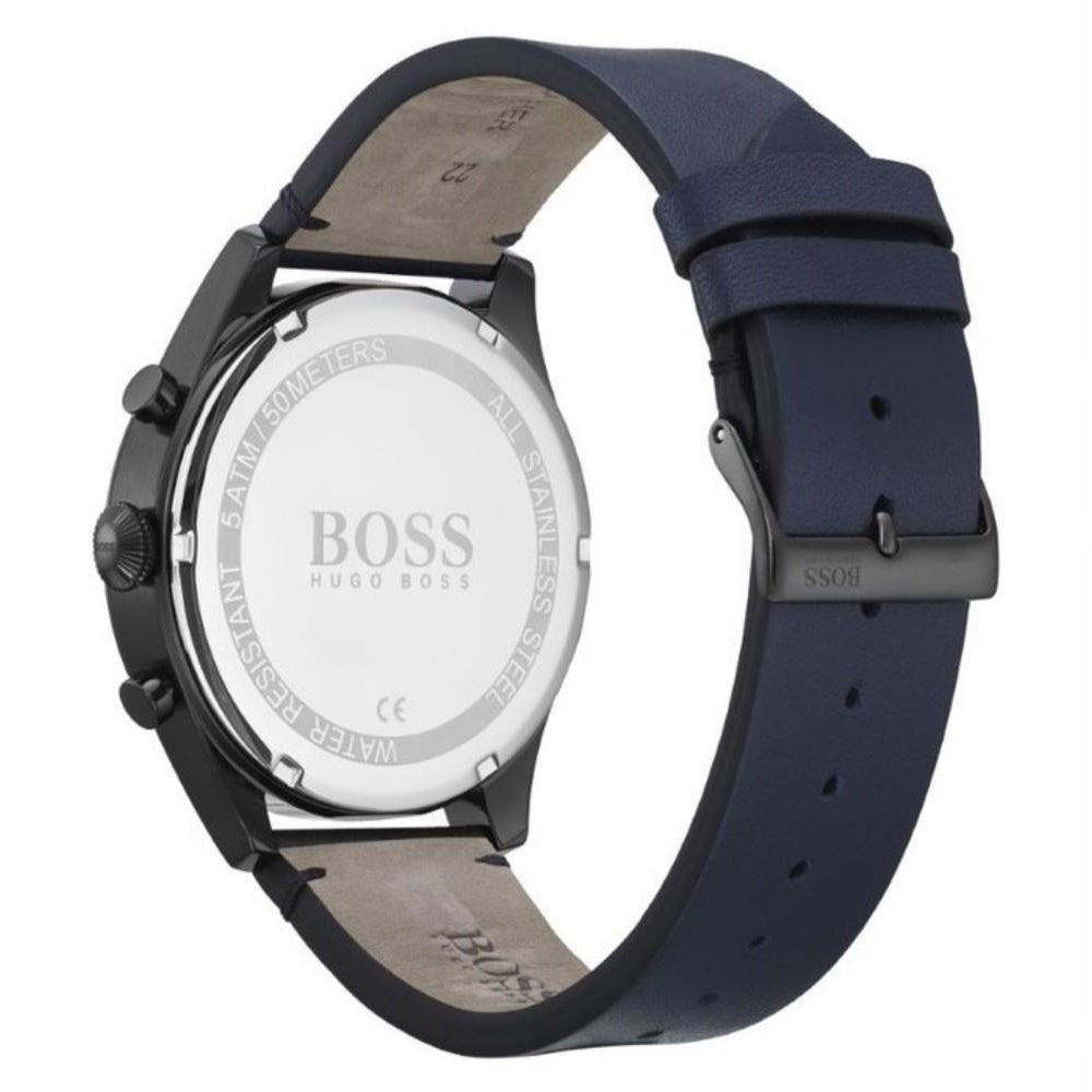 Hugo Boss Pioneer Blue Leather Men's Chrono Watch - 1513711