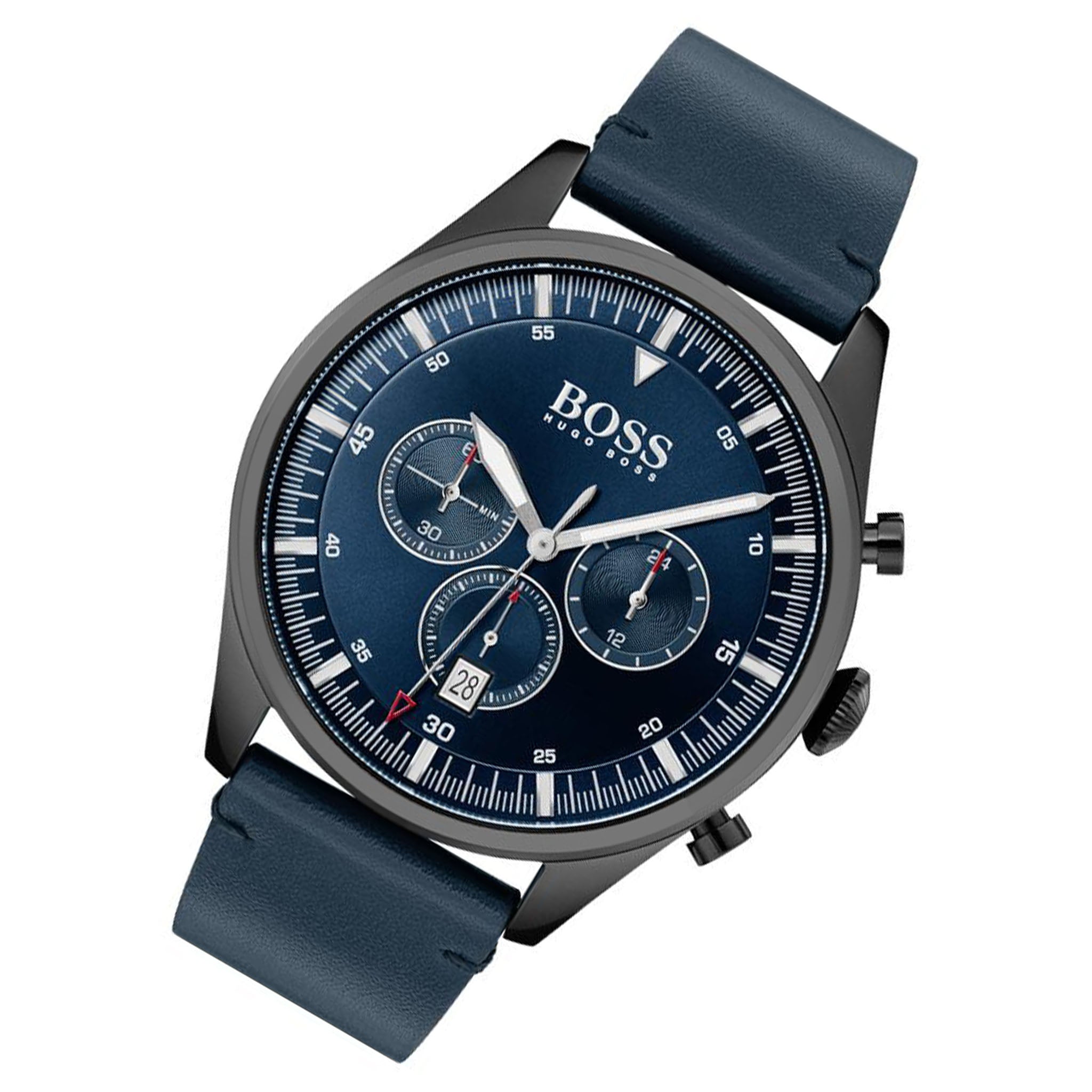 Hugo Boss Pioneer Blue Leather Men's Chrono Watch - 1513711