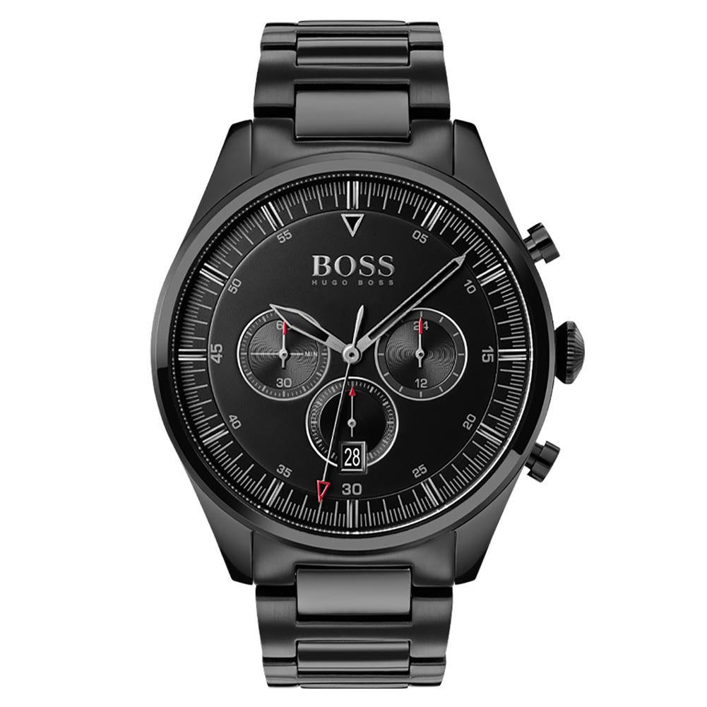 Hugo Boss Pioneer Black Steel Men's Chrono Watch - 1513714
