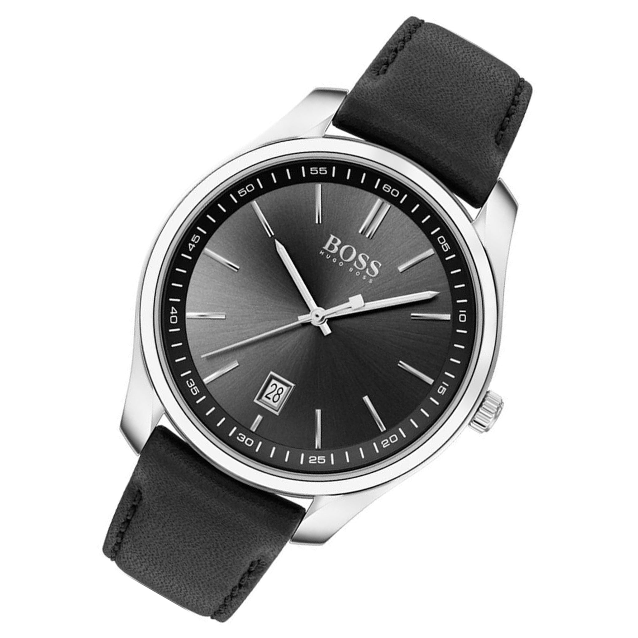 Hugo Boss Circuit Black Leather Men's Watch - 1513729