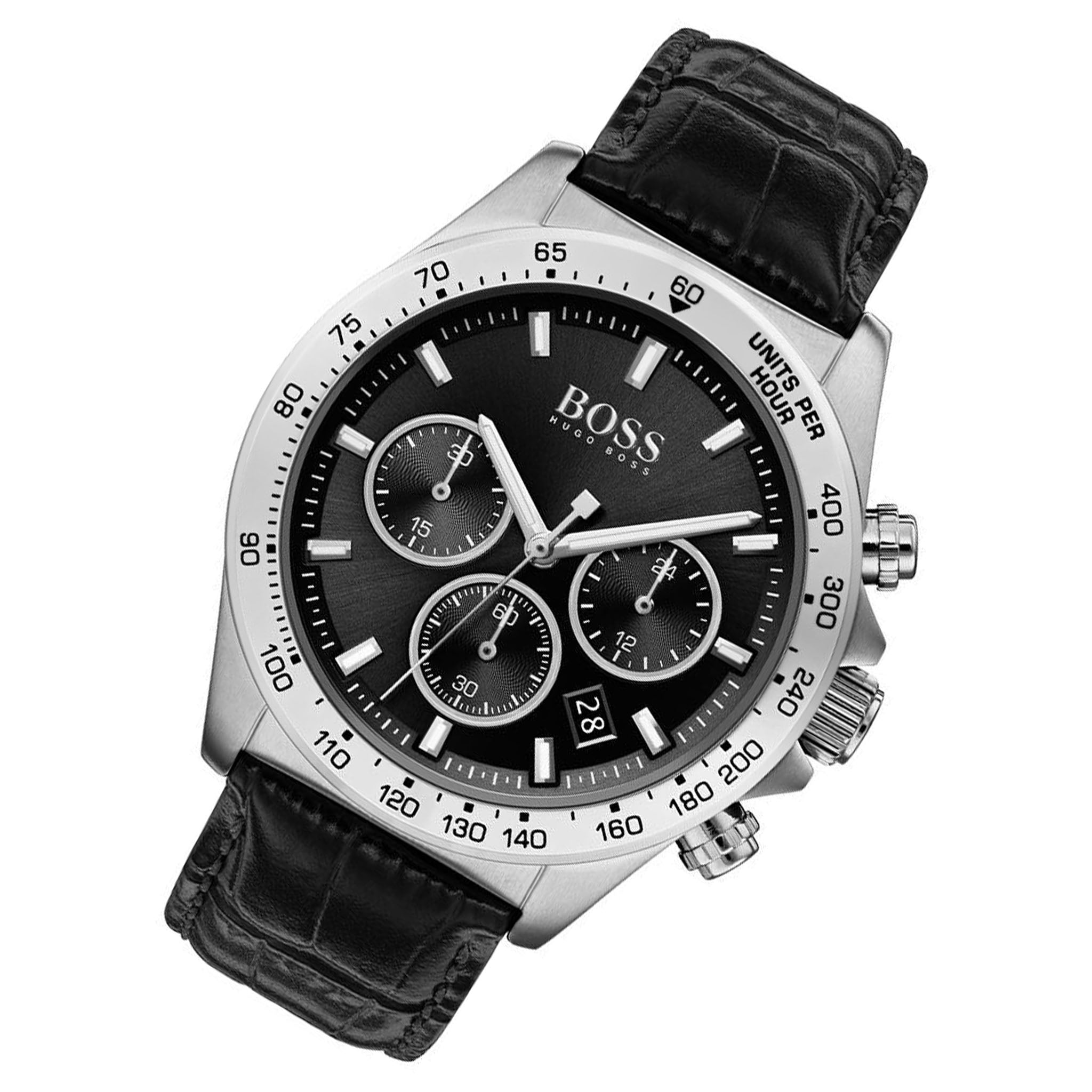 Hugo Boss Hero Black Leather Men's Chrono Watch - 1513752